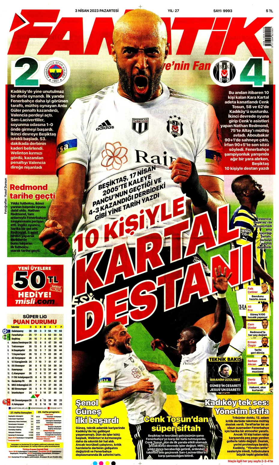 "10 parmak tarih yazdılar" - Sporun manşetleri (3 Nisan 2023) - 1