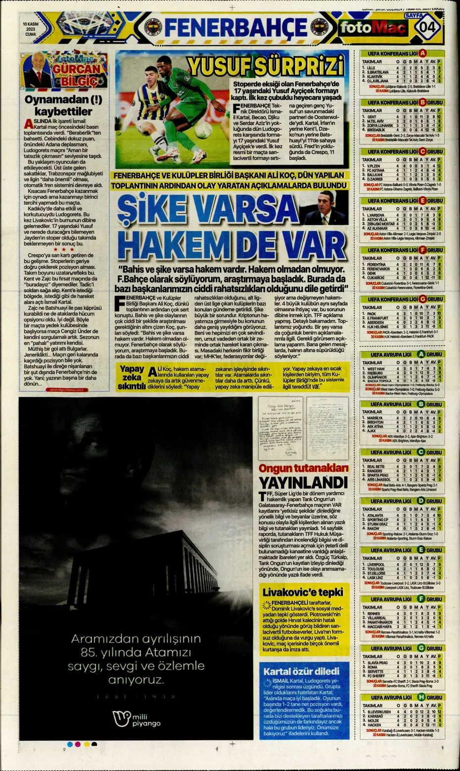 "Antonio Nobre'den skandal cevap" | Sporun manşetleri (10 Kasım 2023) - 15