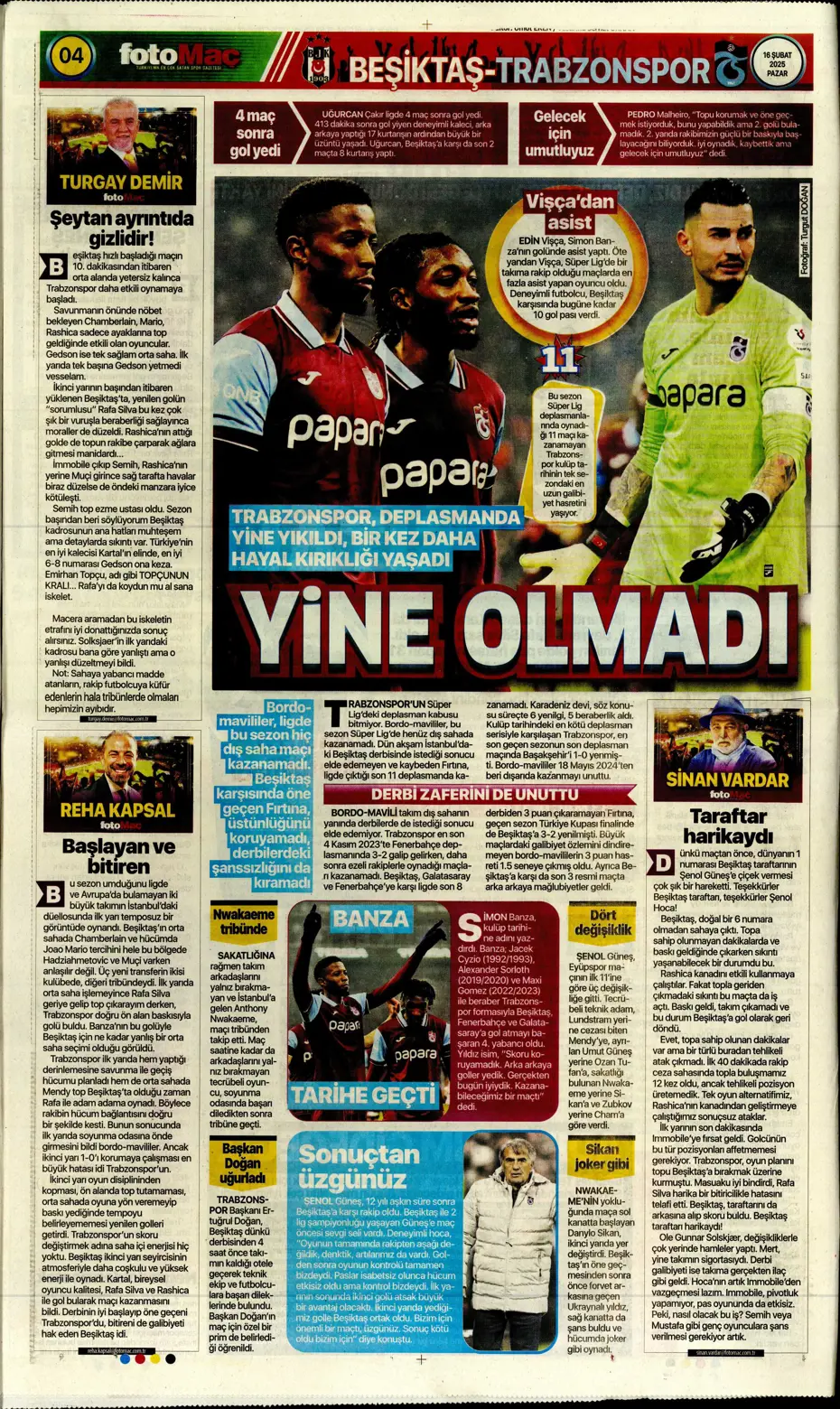"Fırtınanın rengi siyah-beyaz" | Sporun manşetleri - 14