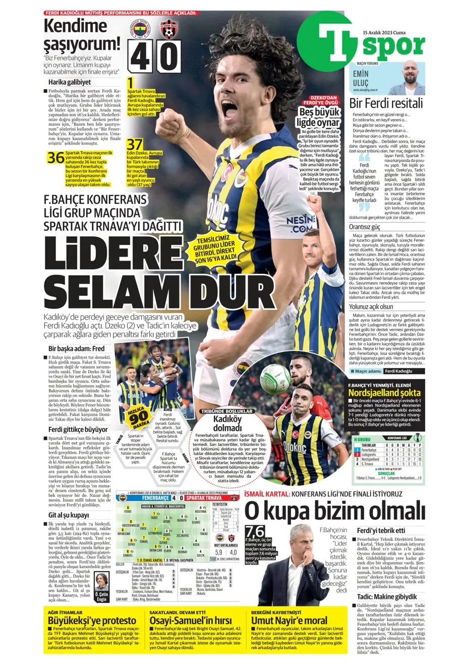 "Aslan'dan Jorginho bombası" | Sporun manşetleri (15 Aralık 2023) - 39