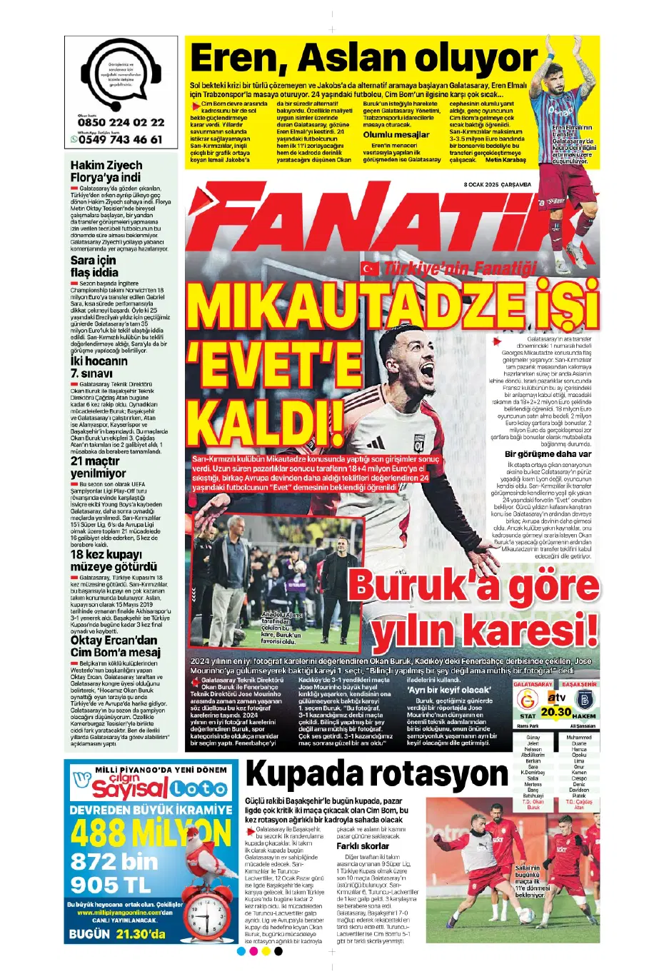 "Fenerbahçe'de büyük gün" | Sporun manşetleri (8 Ocak 2025) - 6 "Fenerbahçe'de büyük gün" | Sporun manşetleri (8 Ocak 2025) - 6