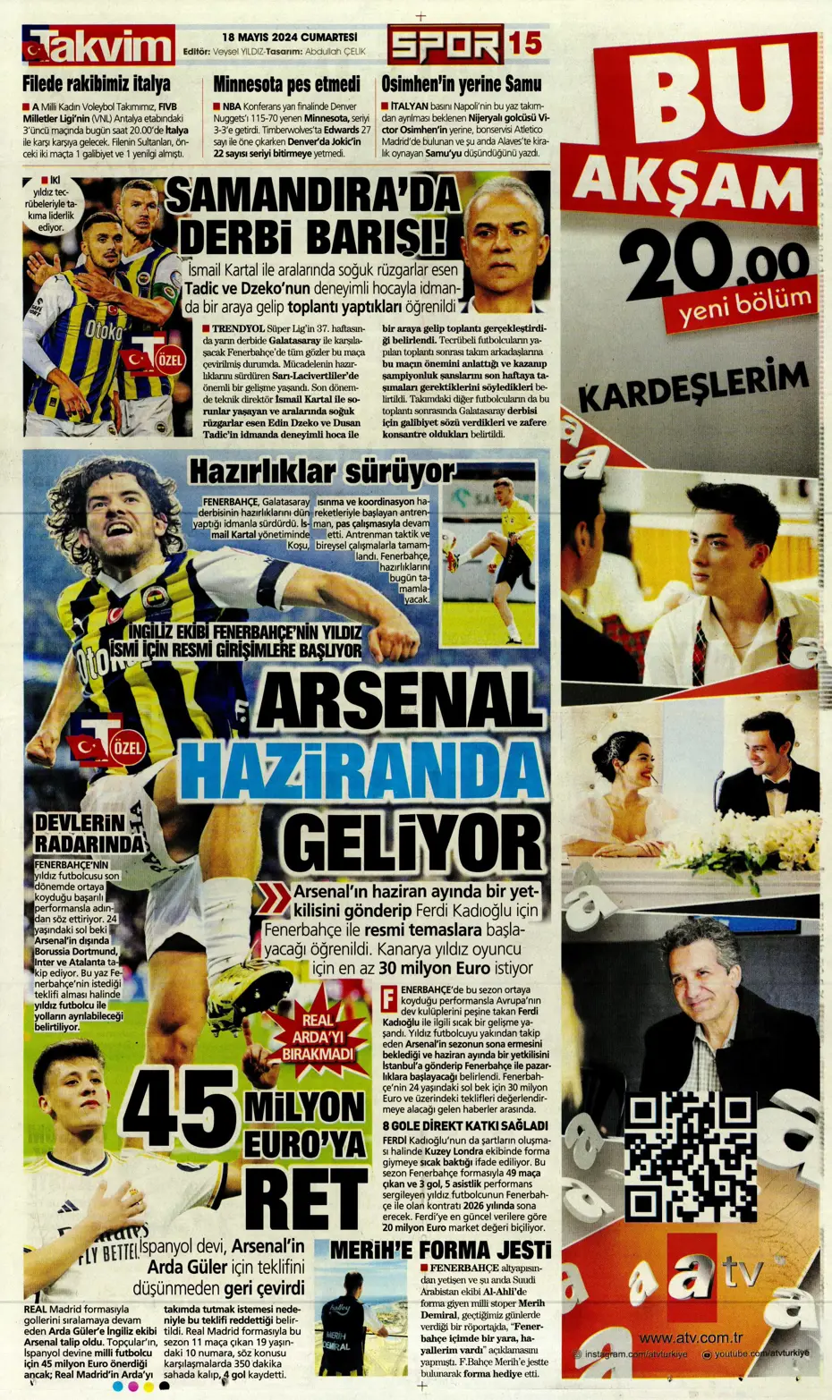 "Süper Lig'de cumartesi ateşi" | Sporun Manşetleri - 29 "Süper Lig'de cumartesi ateşi" | Sporun Manşetleri - 29