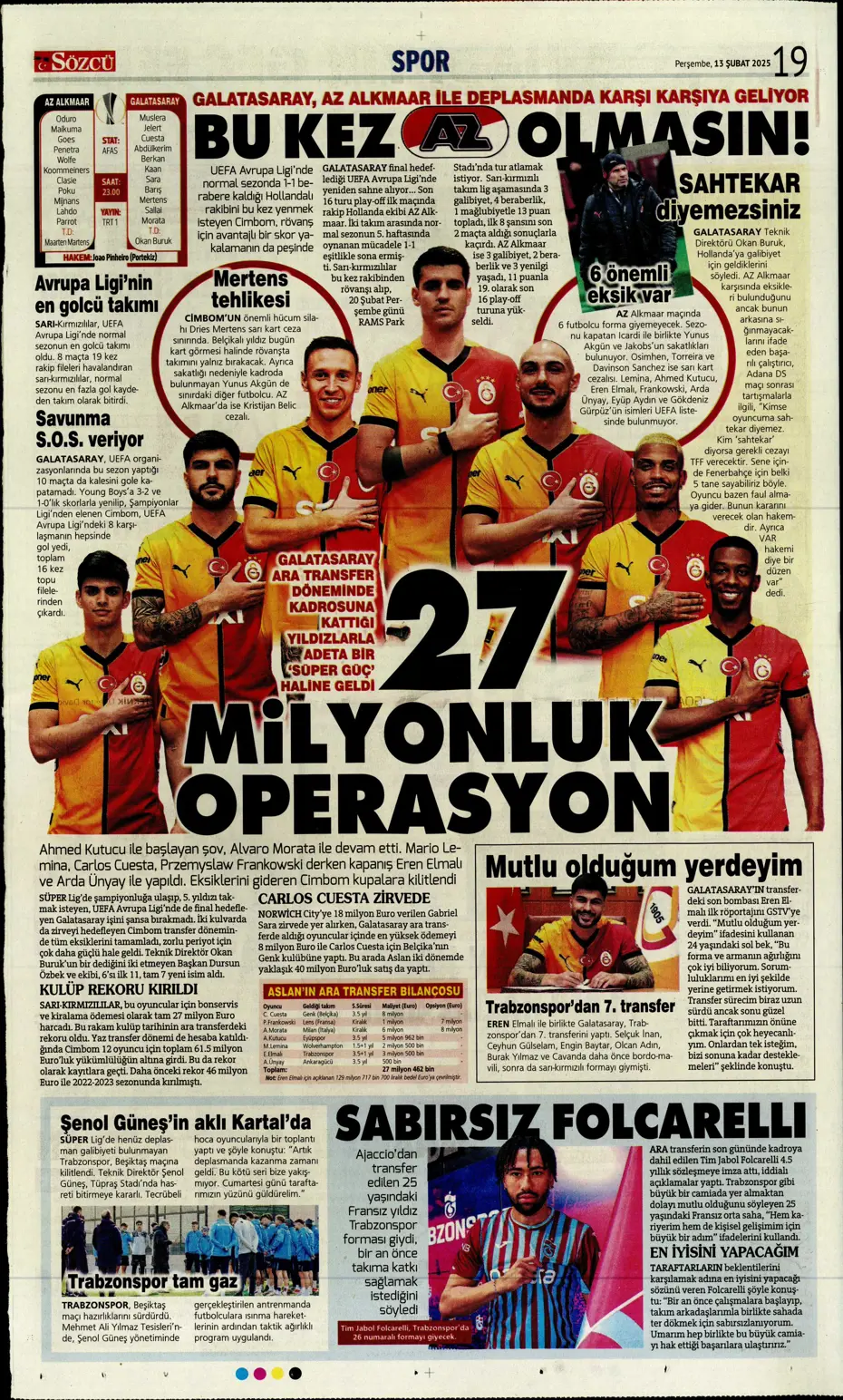 "Bugün vur, haftaya tur" | Sporun manşetleri - 27