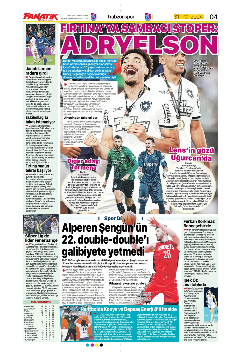 "Sergen Yalçın'la ilk görüşme" | Sporun manşetleri - 7
