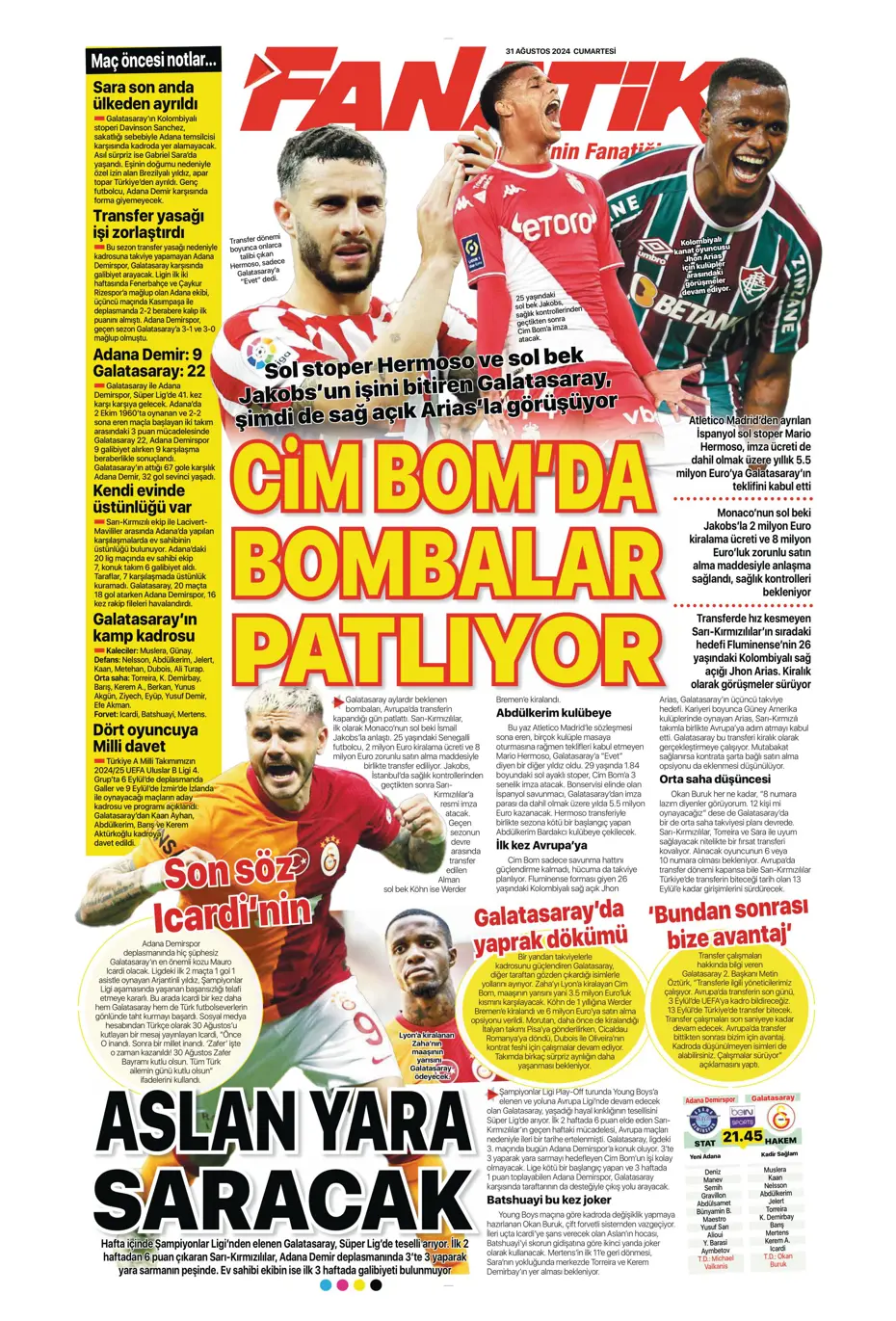 "Zirveye çek kaptan" | Sporun manşetleri (31 Ağustos 2024) - 8 "Zirveye çek kaptan" | Sporun manşetleri (31 Ağustos 2024) - 8