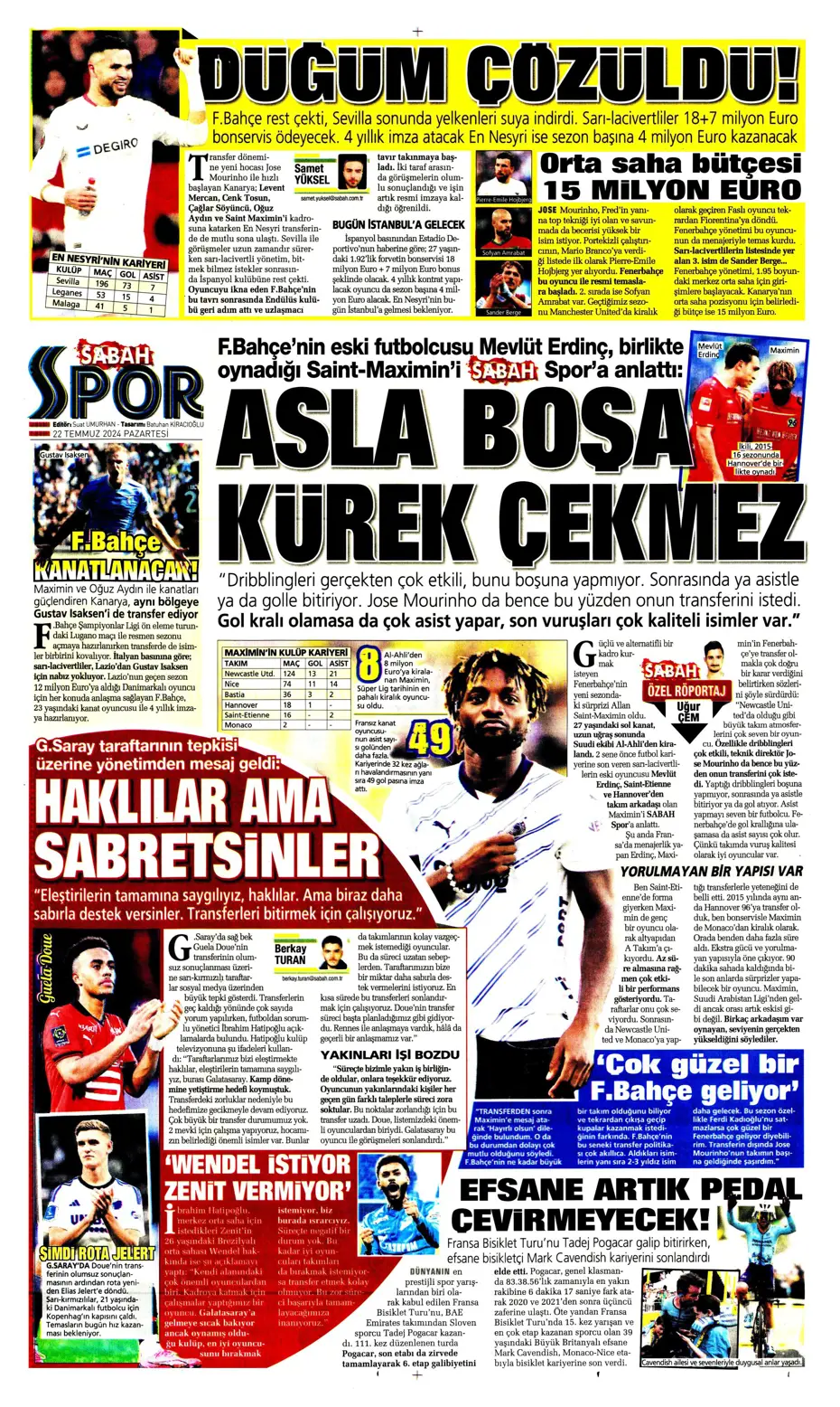 "Kara Kartal'a Asensio müjdesi" | Sporun manşetleri (22 Temmuz 2024) - 20
