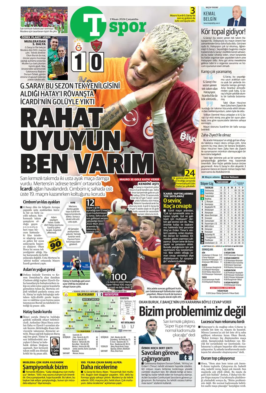 "Lige devam, kupa askıda" | Sporun manşetleri (3 Nisan 2024) - 19