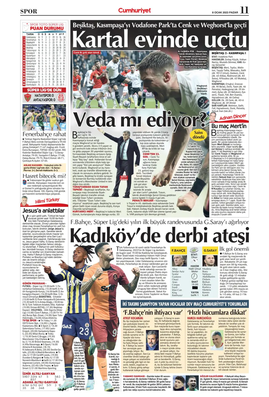 Sporun Manşetleri (8 Ocak 2023) - 2