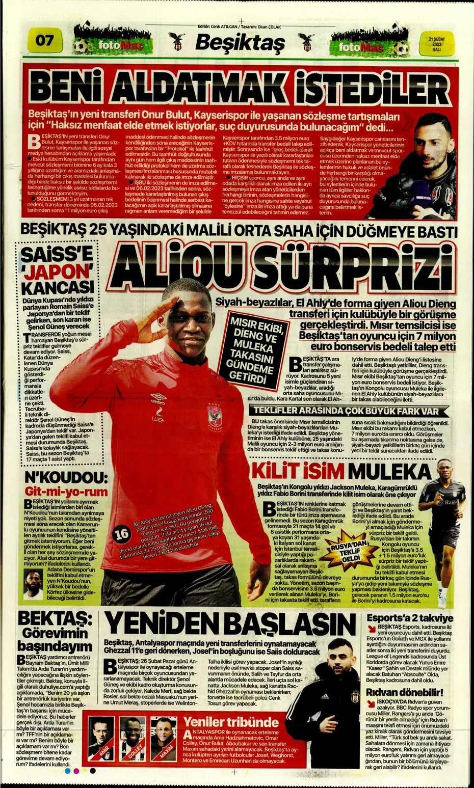 "Fener düğmeye bastı" - Gazete manşetleri (21 Şubat 2023) - 15