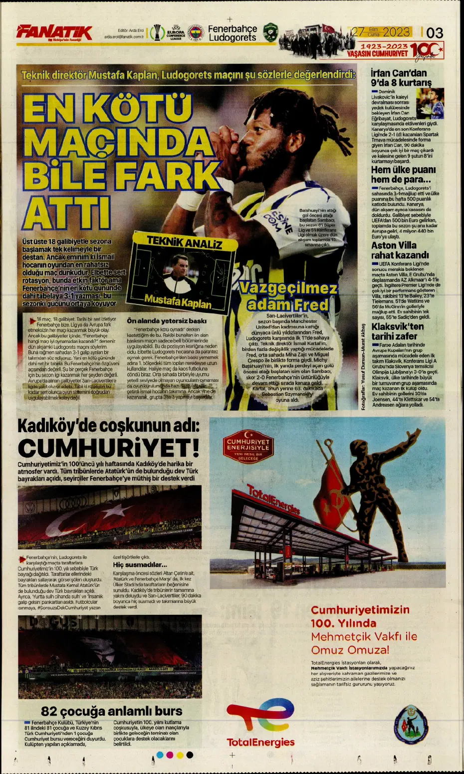 "Yüzyılın Fener'i" | Sporun manşetleri (27 Ekim 2023) - 5