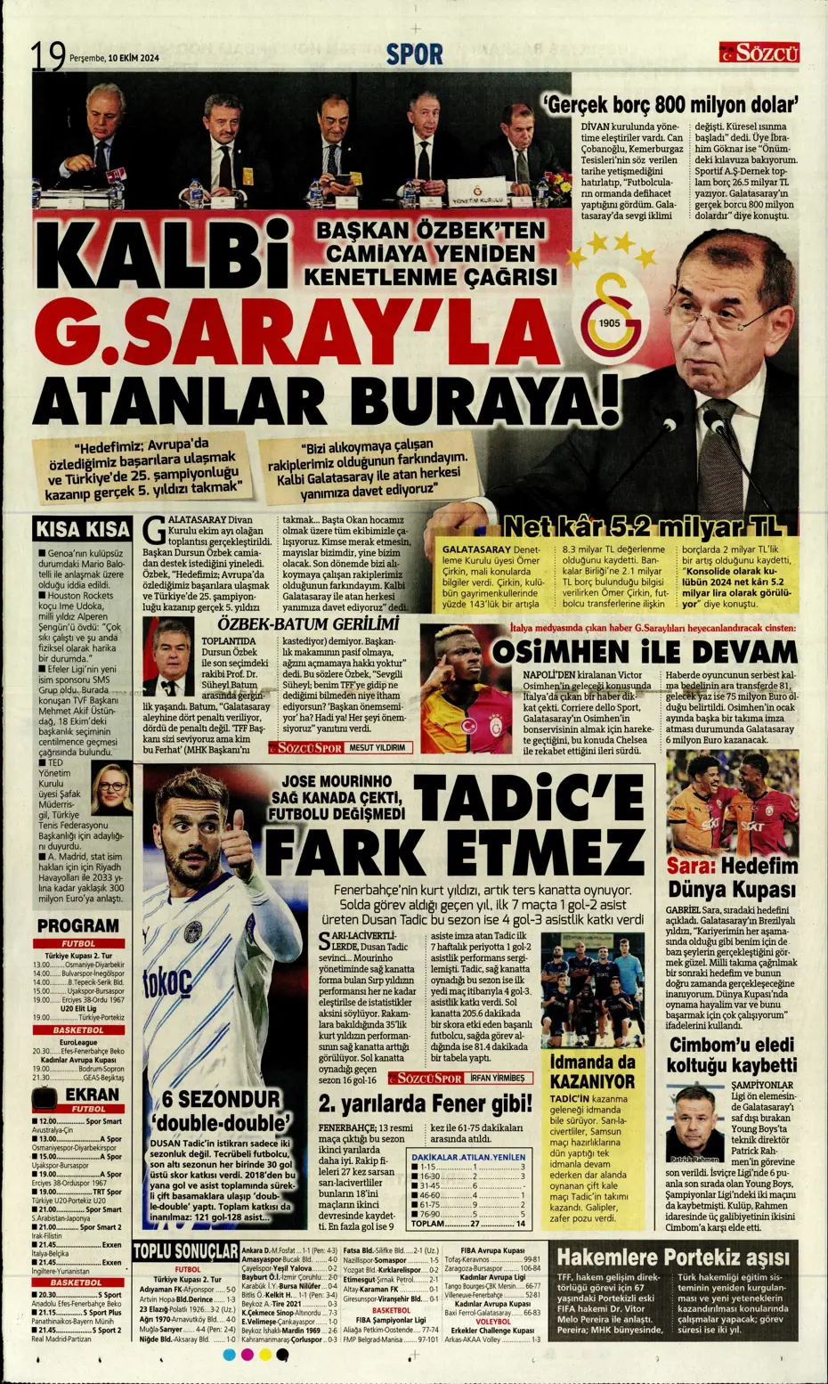 "Dybala bombası" | Sporun manşetleri (10 Ekim 2024) - 28