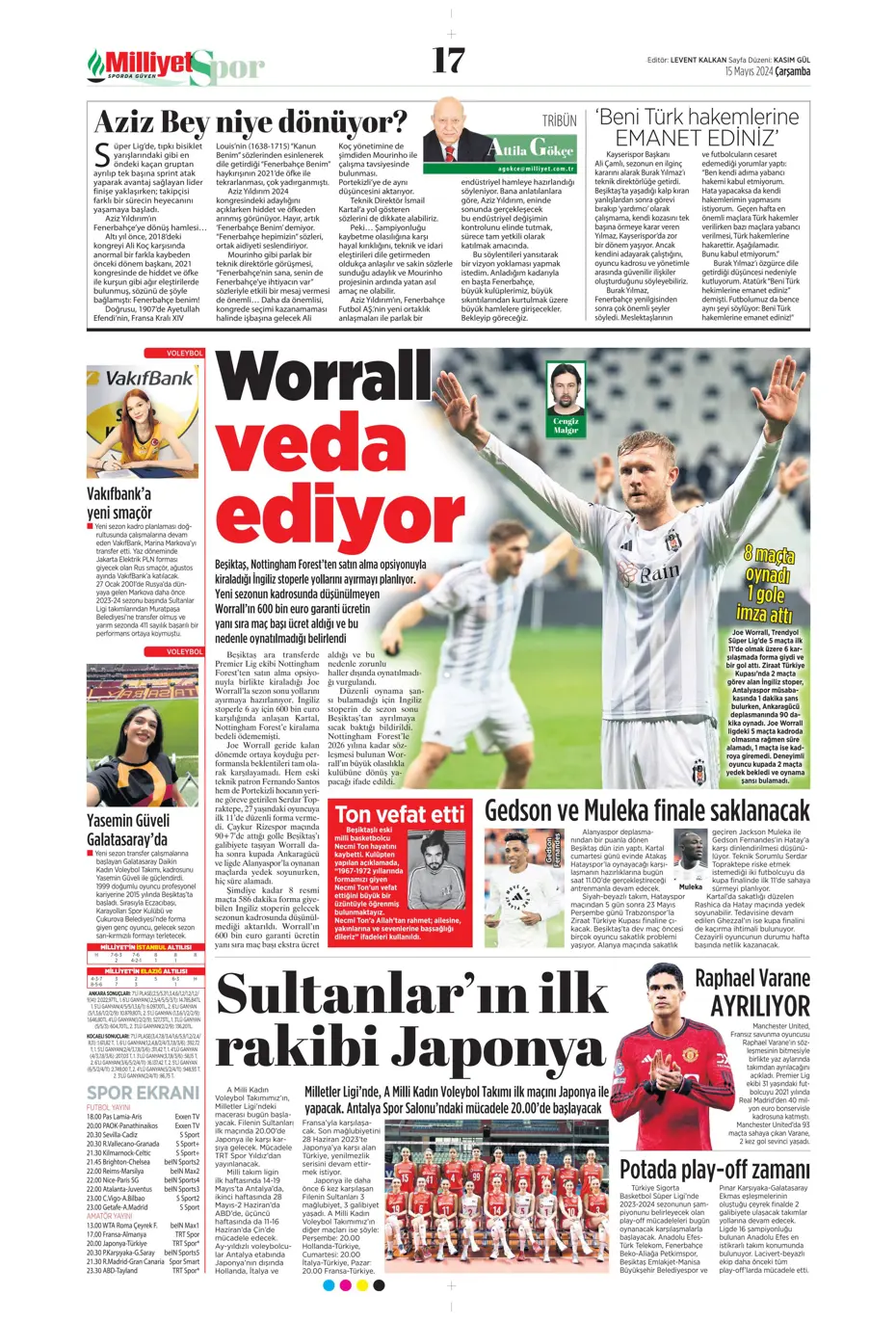 "Mourinho'ya 100 milyon euro" | Sporun manşetleri (15 Mayıs 2024) - 15