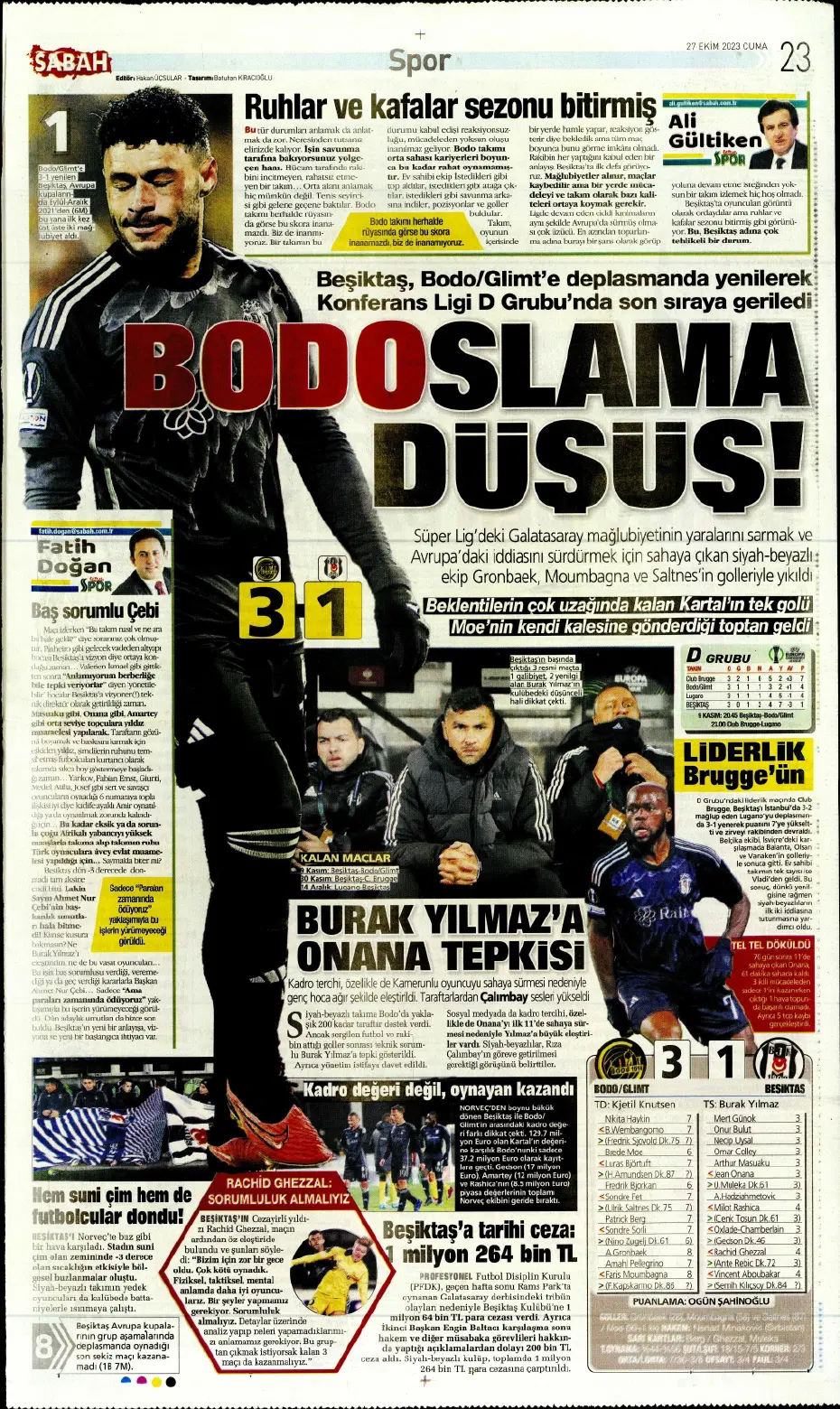 "Yüzyılın Fener'i" | Sporun manşetleri (27 Ekim 2023) - 21