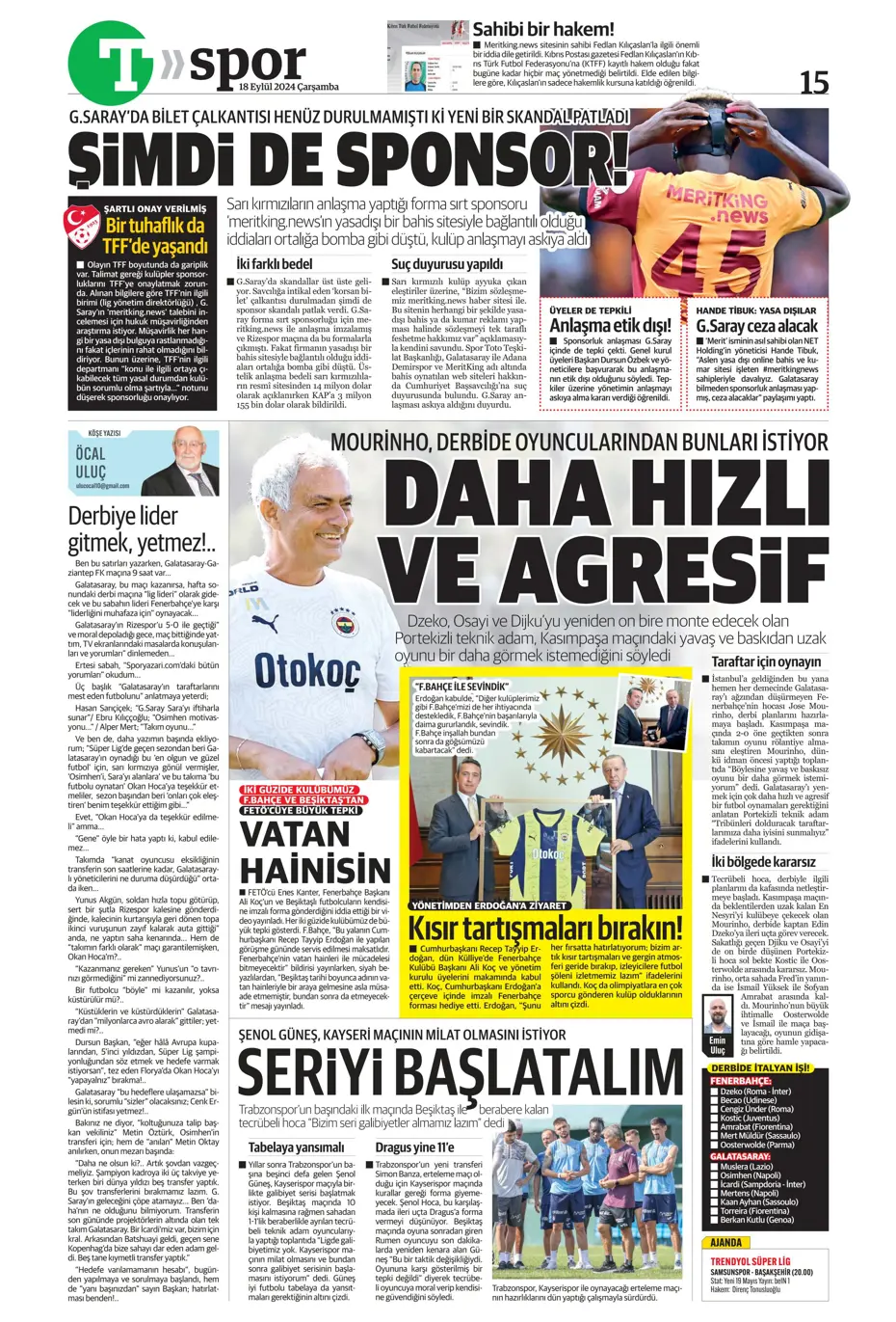 "Jose Mourinho'dan derbi kararı" | Sporun manşetleri - 38
