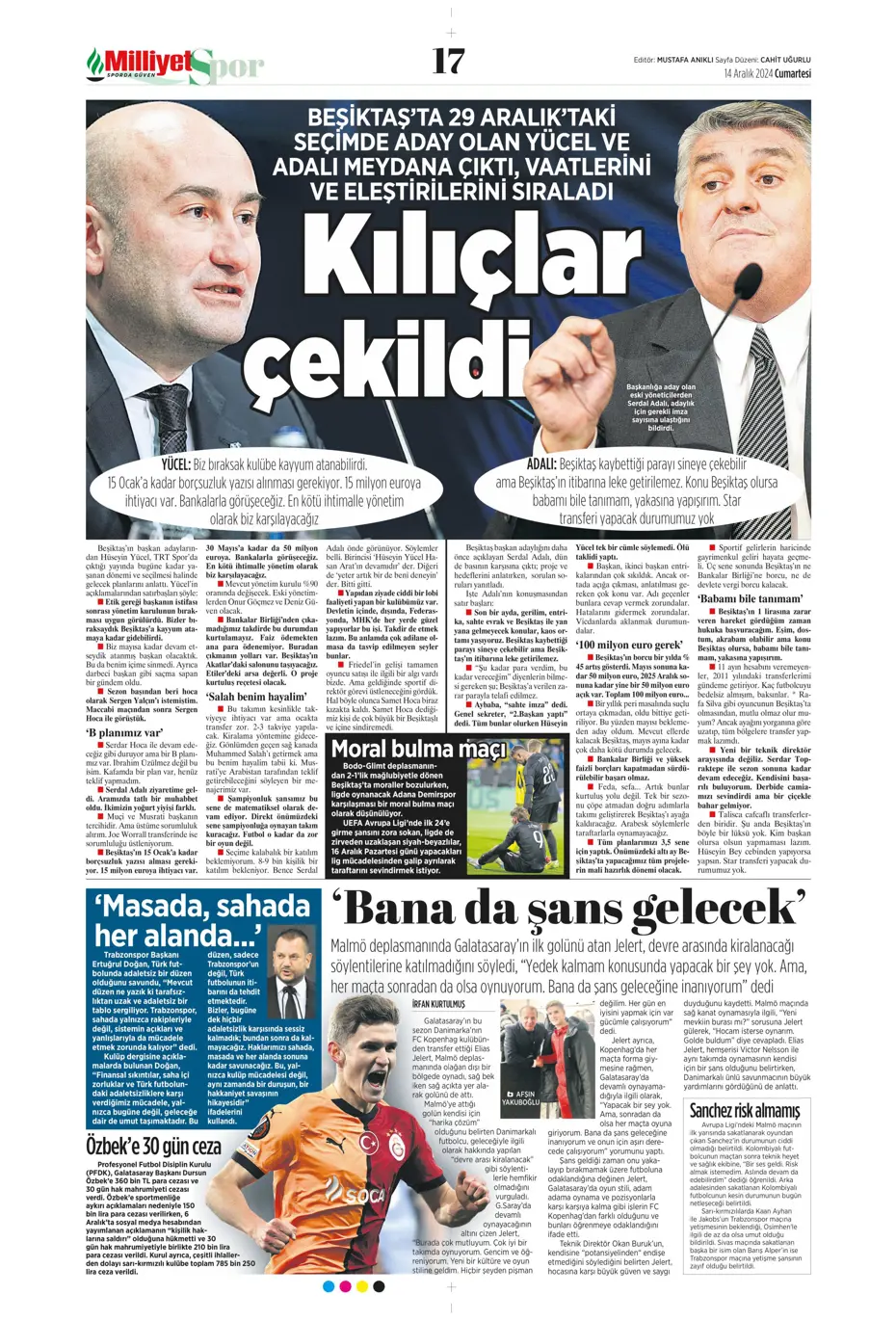 "Boscagli ve Hancko listeye girdi" | Sporun manşetleri - 22 "Boscagli ve Hancko listeye girdi" | Sporun manşetleri - 22