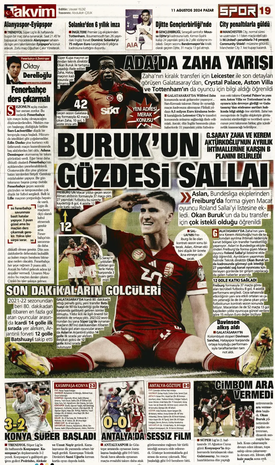 "Mou varsa fire yok" | Sporun manşetleri (11 Ağustos 2024) - 44
