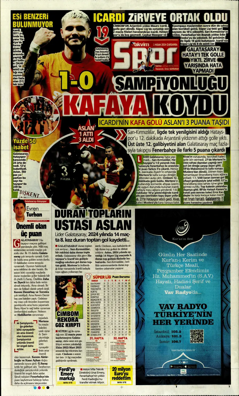 "Lige devam, kupa askıda" | Sporun manşetleri (3 Nisan 2024) - 17