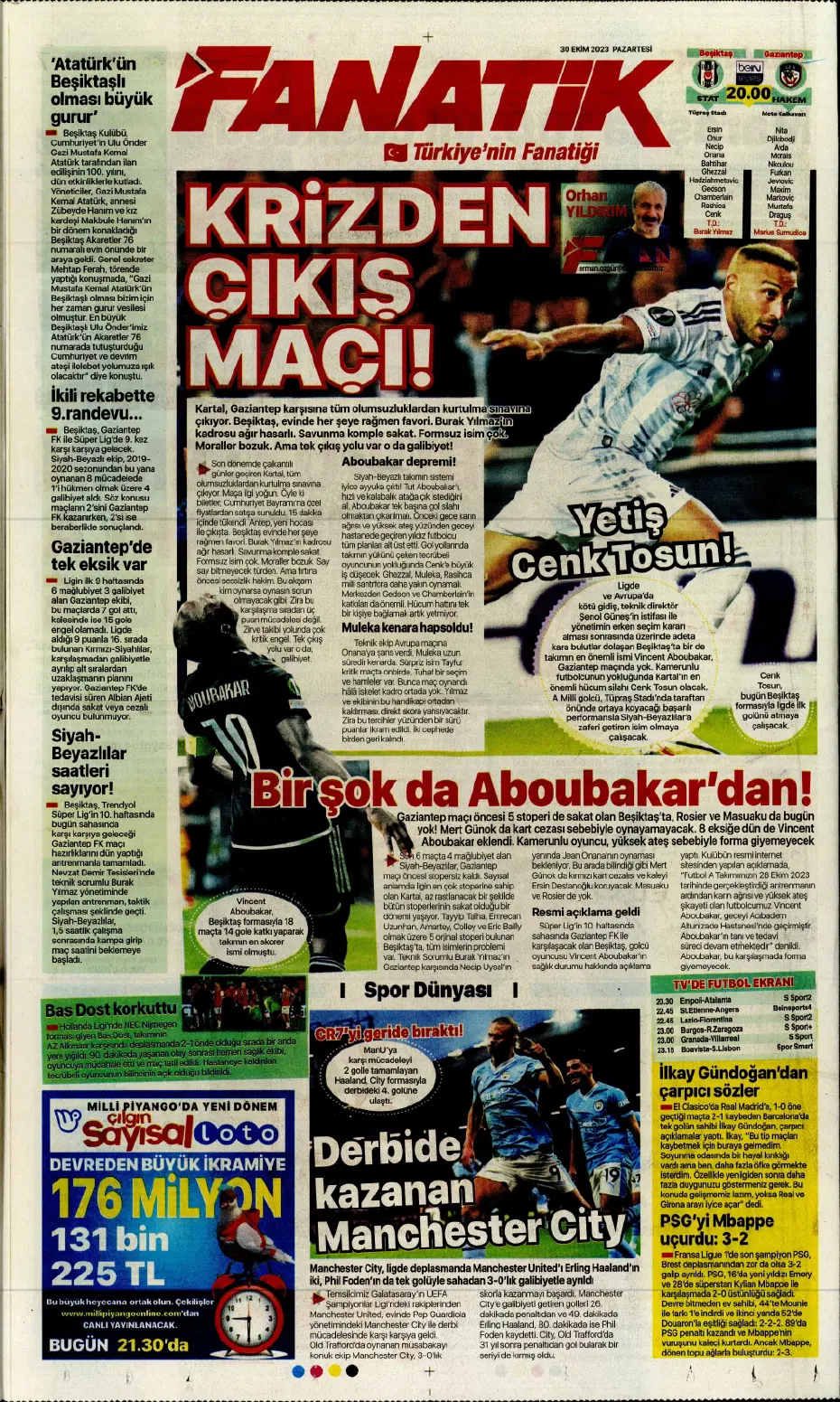 "Fenerbahçe kasırgası" | Sporun manşetleri (30 Ekim 2023) - 9