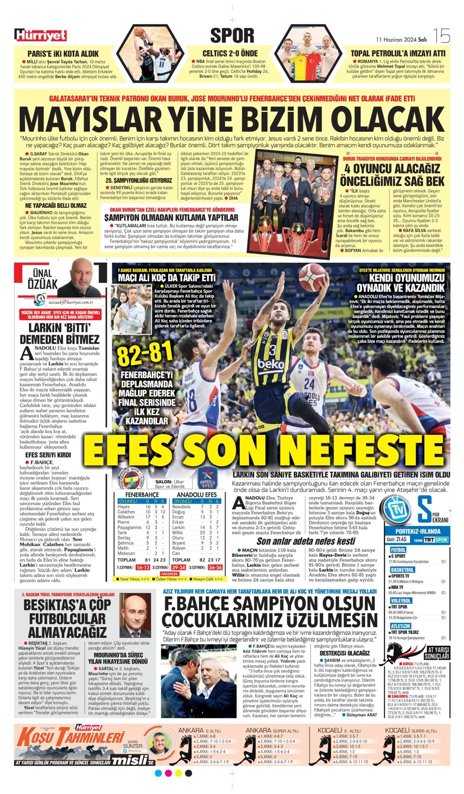 "Fenerbahçe çok ama çok büyük oynuyor'" | Sporun manşetleri (11 Haziran 2024) - 21 "Fenerbahçe çok ama çok büyük oynuyor'" | Sporun manşetleri (11 Haziran 2024) - 21