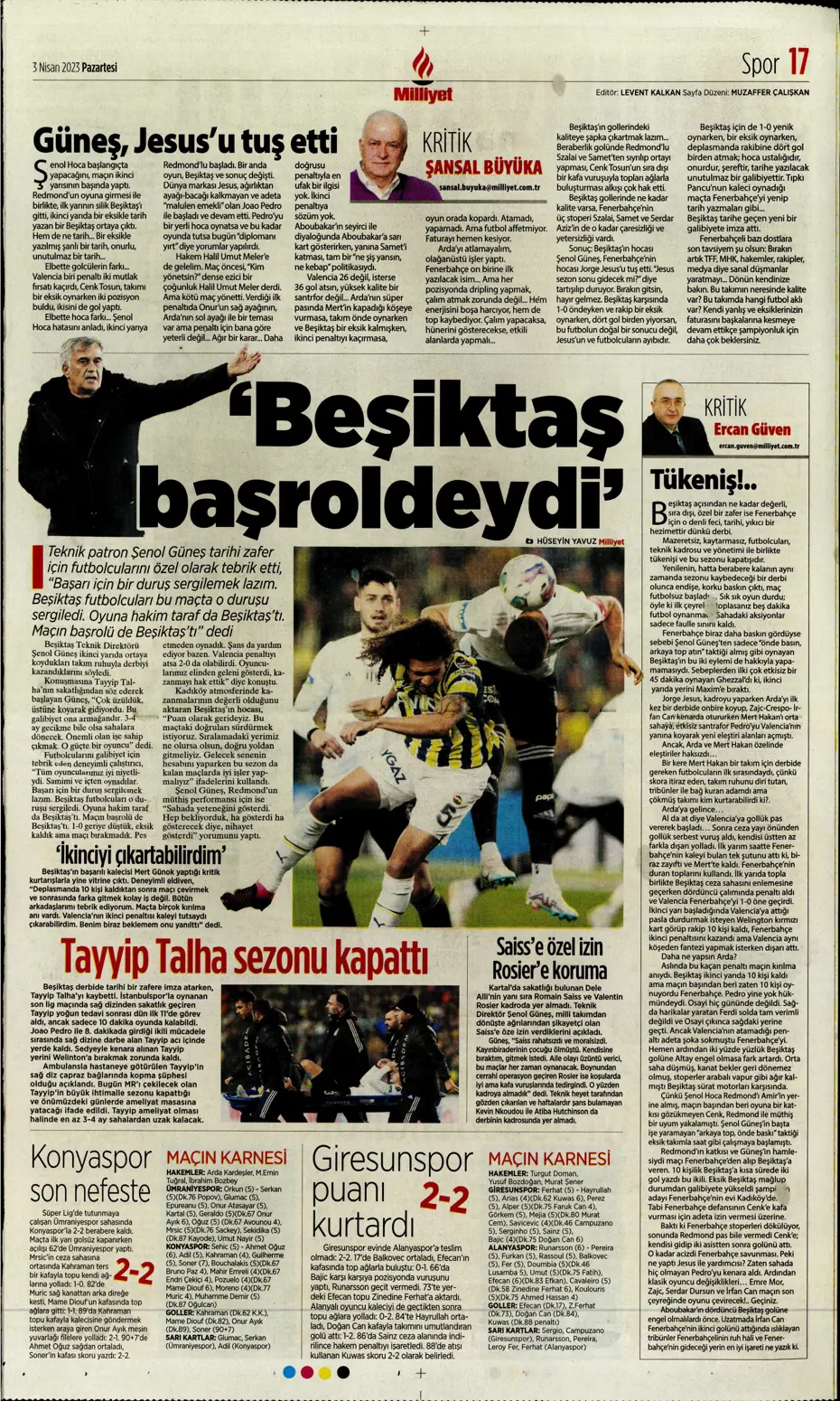 "10 parmak tarih yazdılar" - Sporun manşetleri (3 Nisan 2023) - 23
