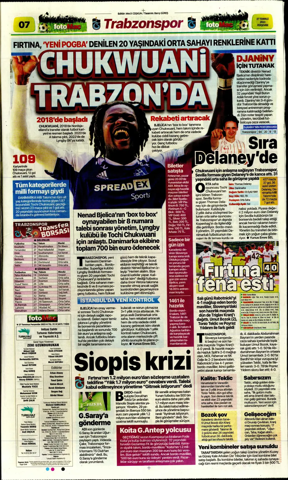 "Fenerbahçe'den gövde gösterisi" | Sporun manşetleri (27 Temmuz 2023) - 15 "Fenerbahçe'den gövde gösterisi" | Sporun manşetleri (27 Temmuz 2023) - 15