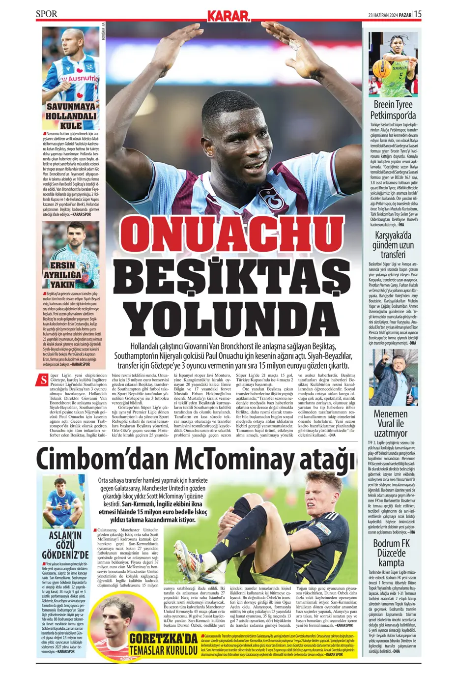 "Liderlik gitti tur elimizde" | Sporun Manşetleri (23 Haziran 2024) - 26