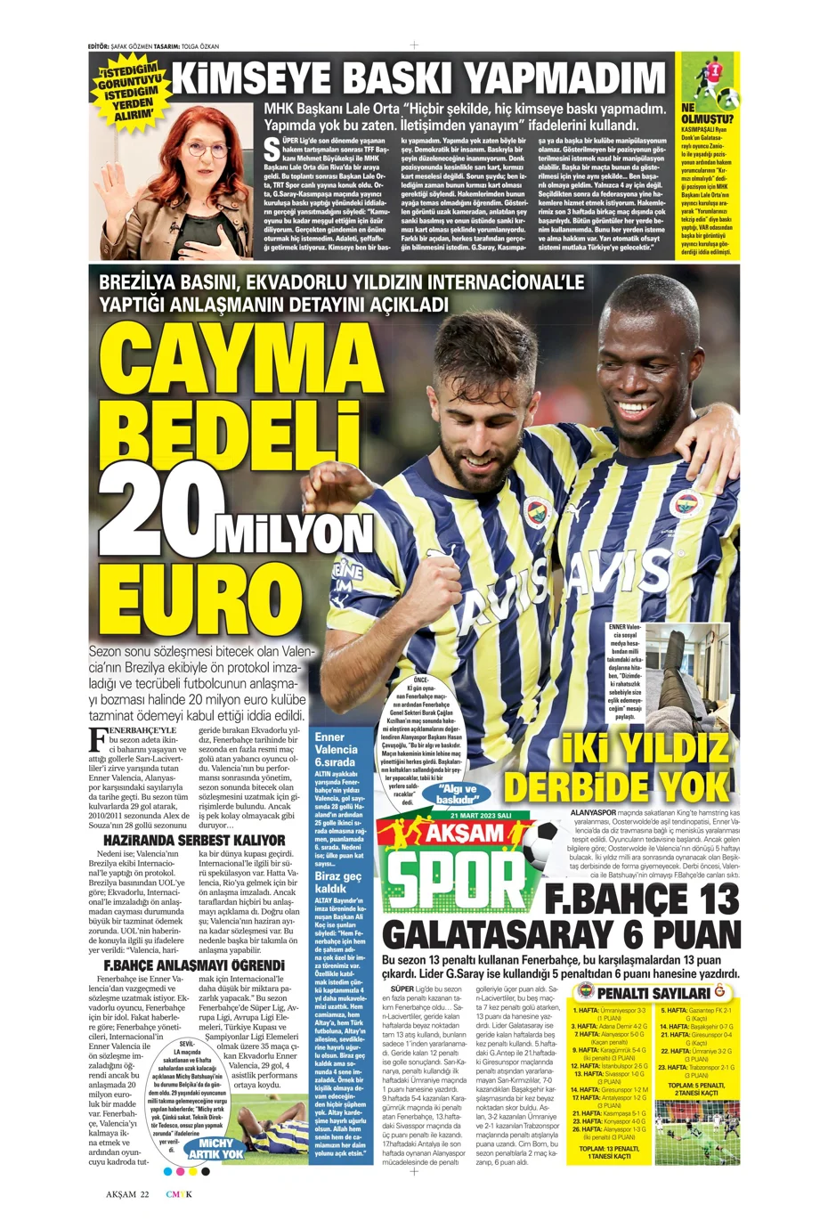 "Aslan'da transfer zirvesi" - Sporun manşetleri (21 Mart 2023) - 1