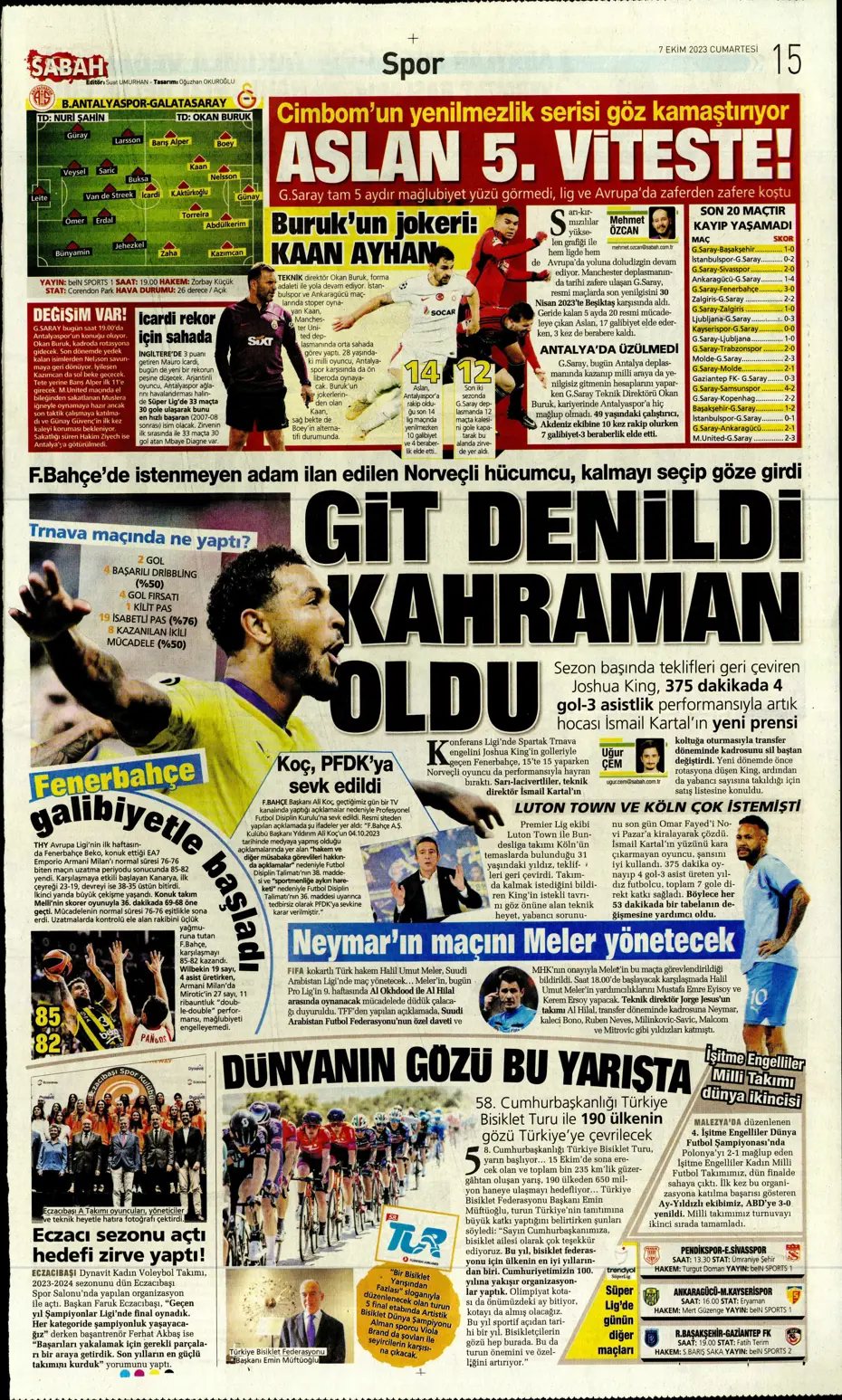 "Şok eden Nelsson iddiası" | Sporun manşetleri (7 Ekim 2023) - 25 "Şok eden Nelsson iddiası" | Sporun manşetleri (7 Ekim 2023) - 25