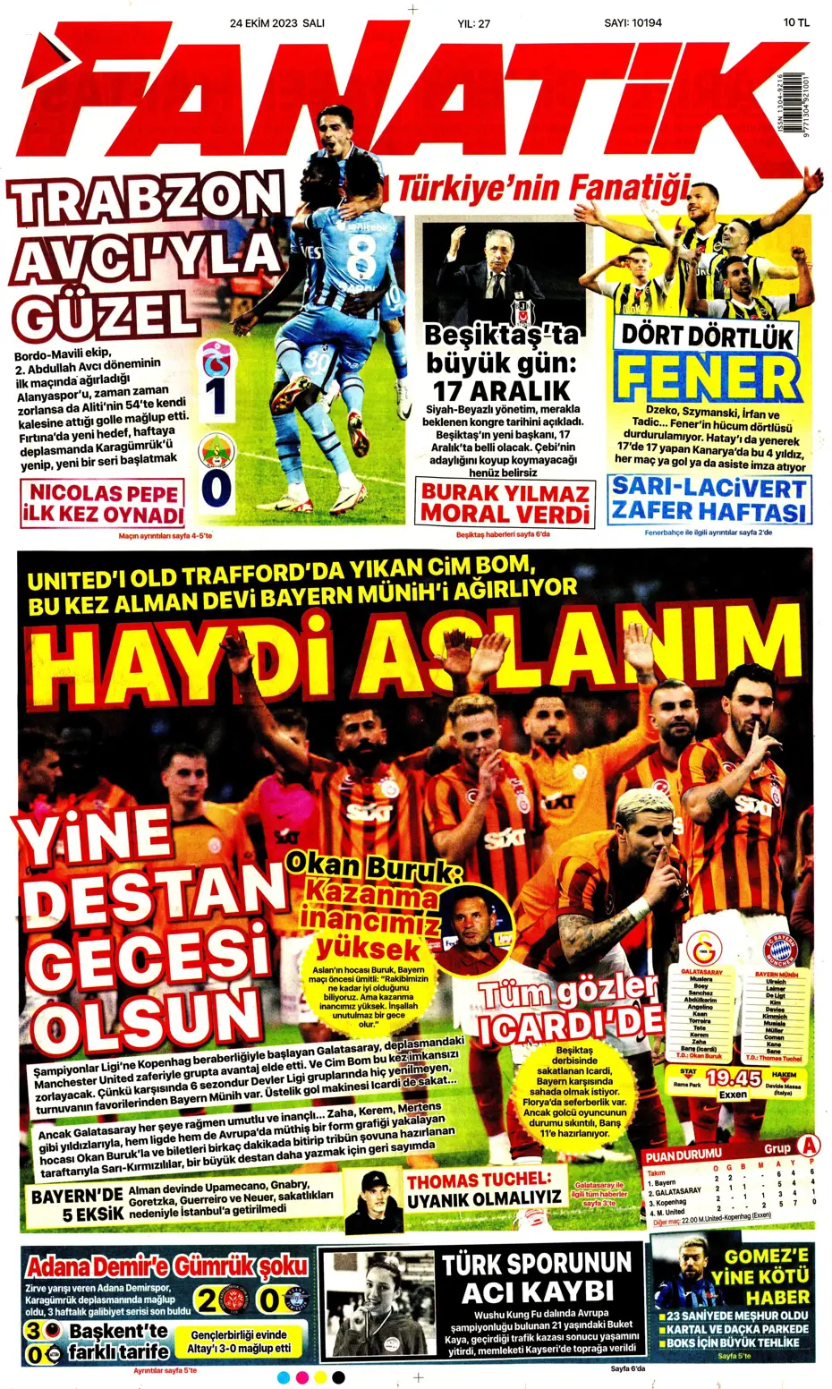 "Yine destan gecesi olsun" | Sporun Manşetleri - 4