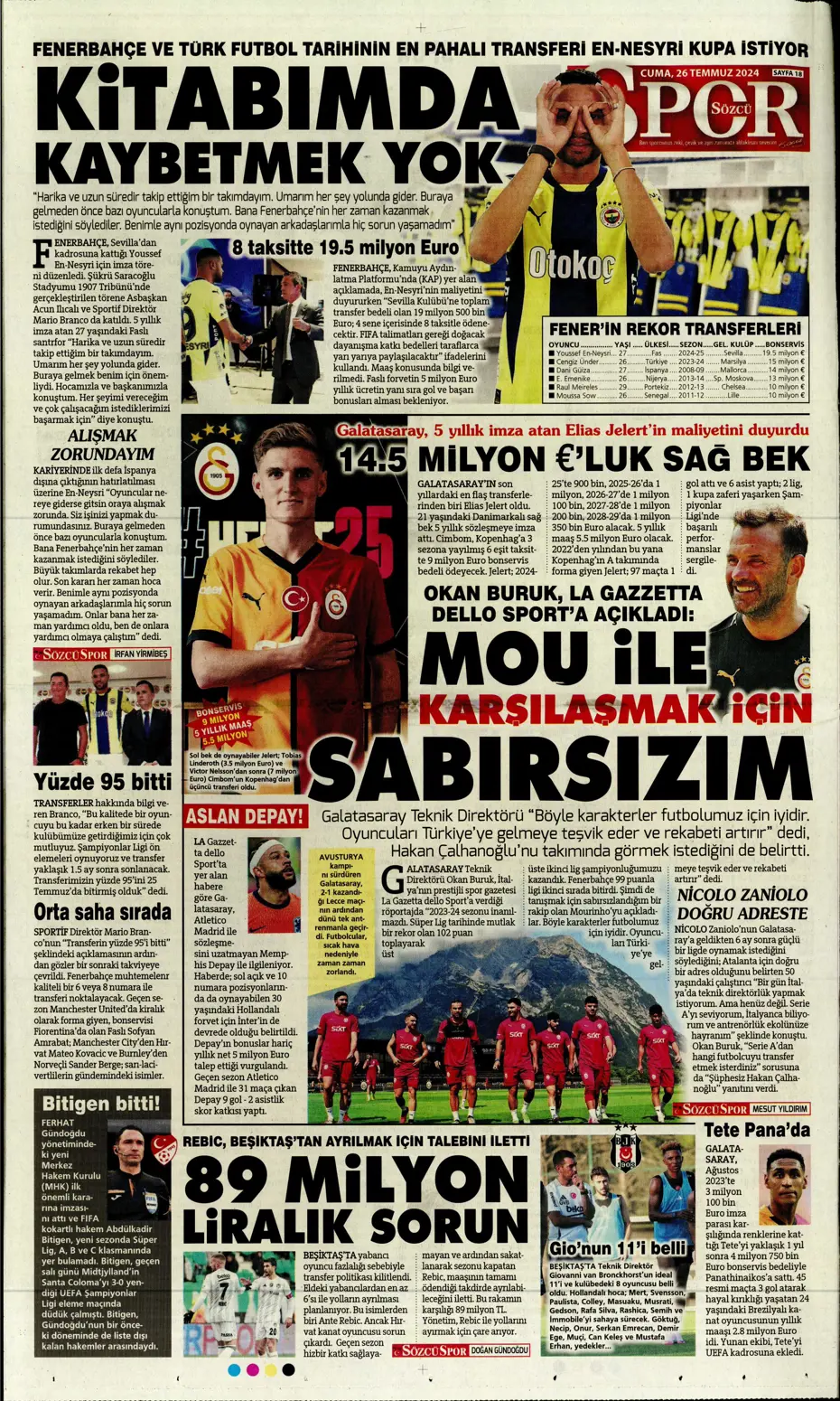 "Anderson Talisca savaşı" | Sporun manşetleri - 29