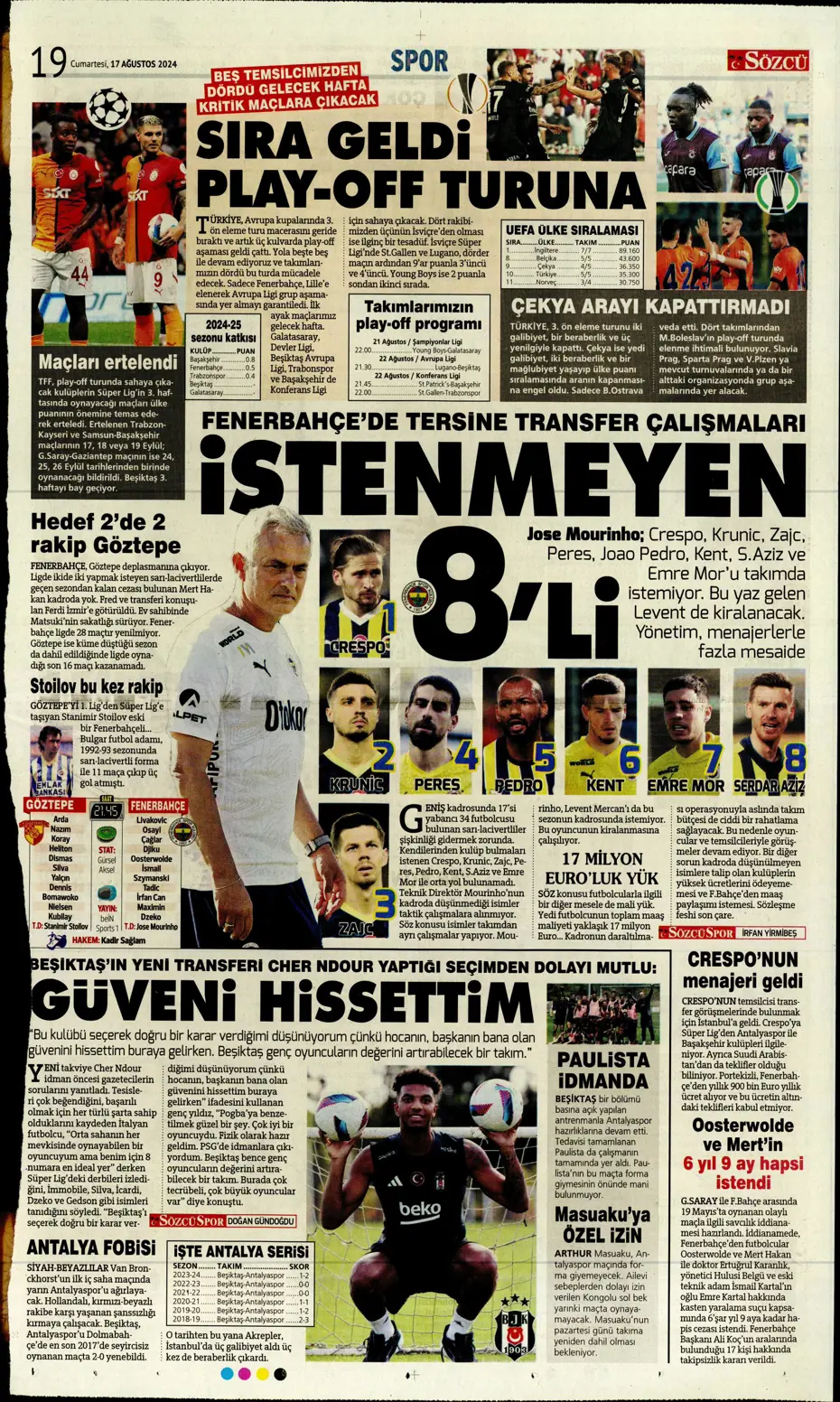 "Fenerbahçe, Fred'in alternatifini buldu" | Sporun manşetleri - 31 "Fenerbahçe, Fred'in alternatifini buldu" | Sporun manşetleri - 31