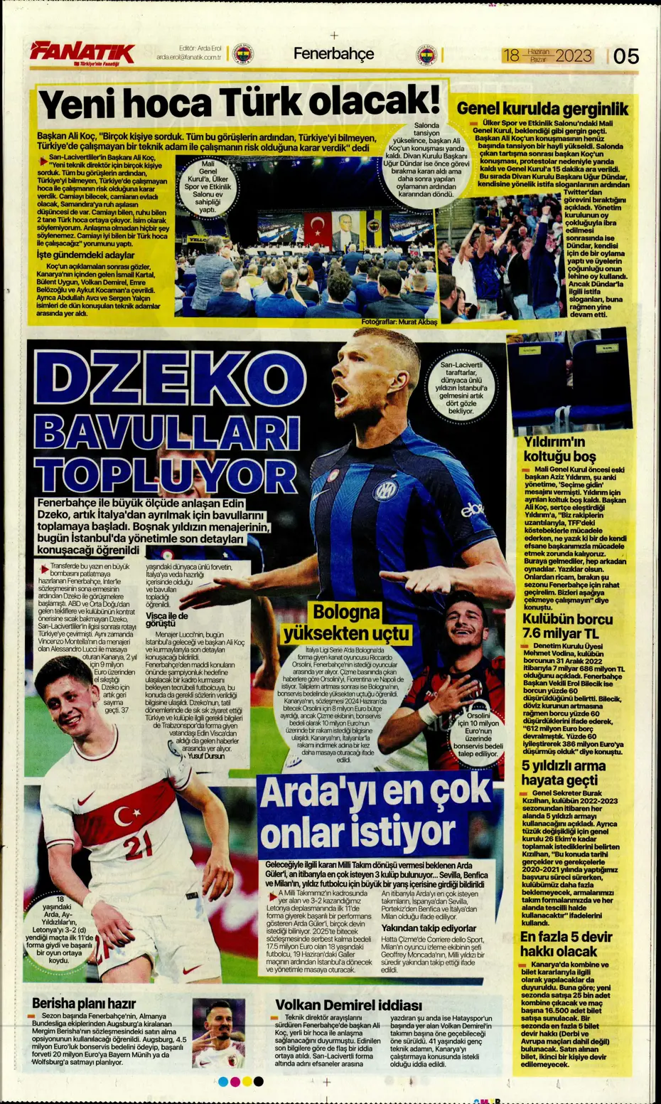 "Dzeko bavulları topluyor" Sporun manşetleri (18 Haziran 2023) - 5