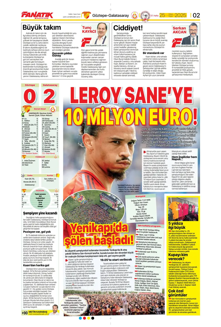 "Kap kupayı, tak yıldızı" | Sporun manşetleri - 5