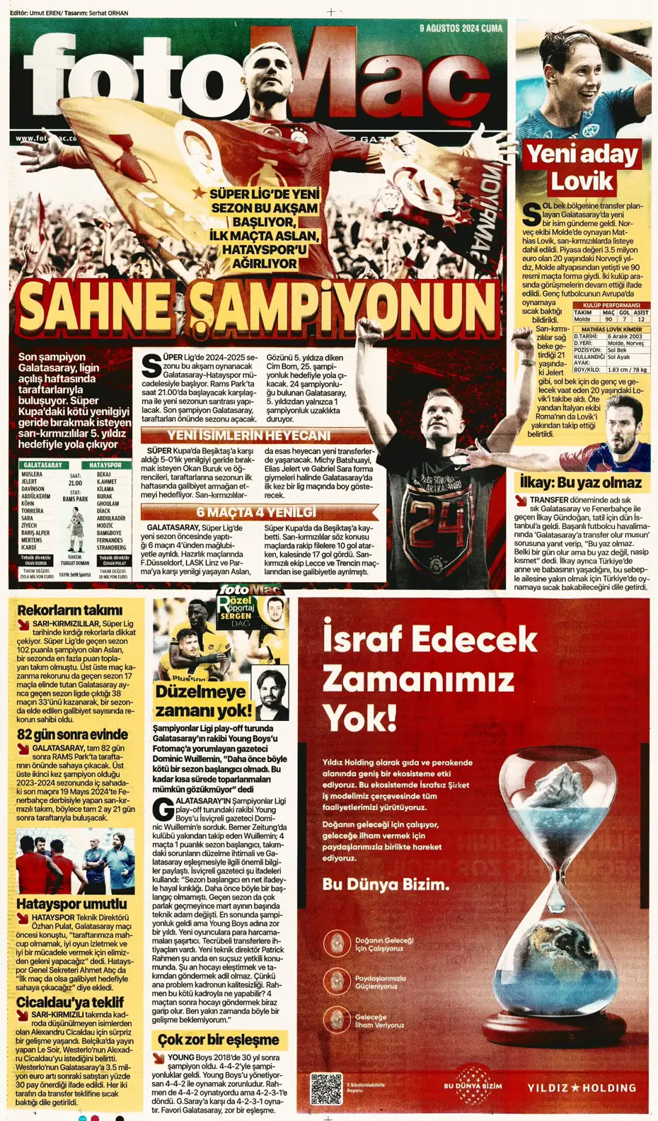 "Sahne şampiyonun" | Sporun manşetleri (9 Ağustos 2024) - 17