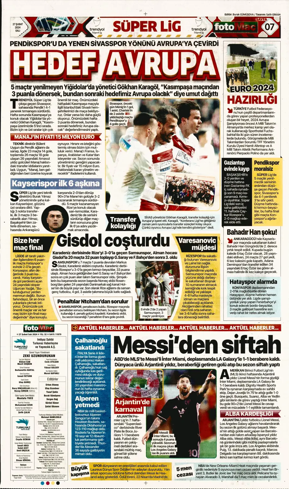 "Icardi'ye selam, zirvede devam" | Sporun manşetleri (27 Şubat 2024) - 15 "Icardi'ye selam, zirvede devam" | Sporun manşetleri (27 Şubat 2024) - 15