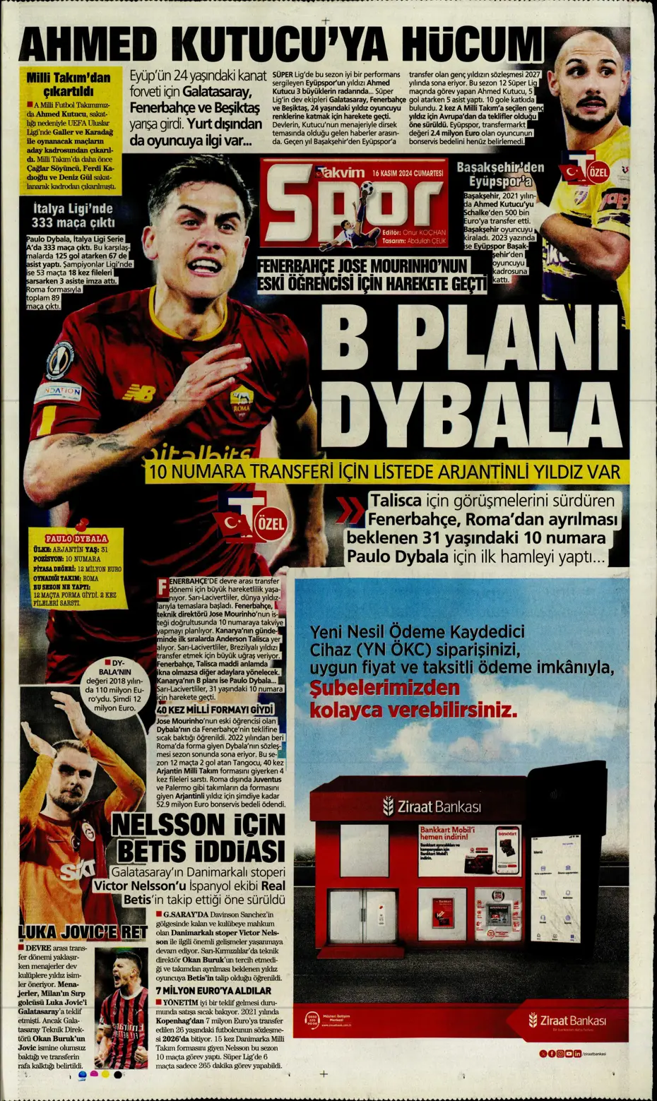 "Jorginho sürprizi" | Sporun manşetleri (16 Kasım 2024) - 21