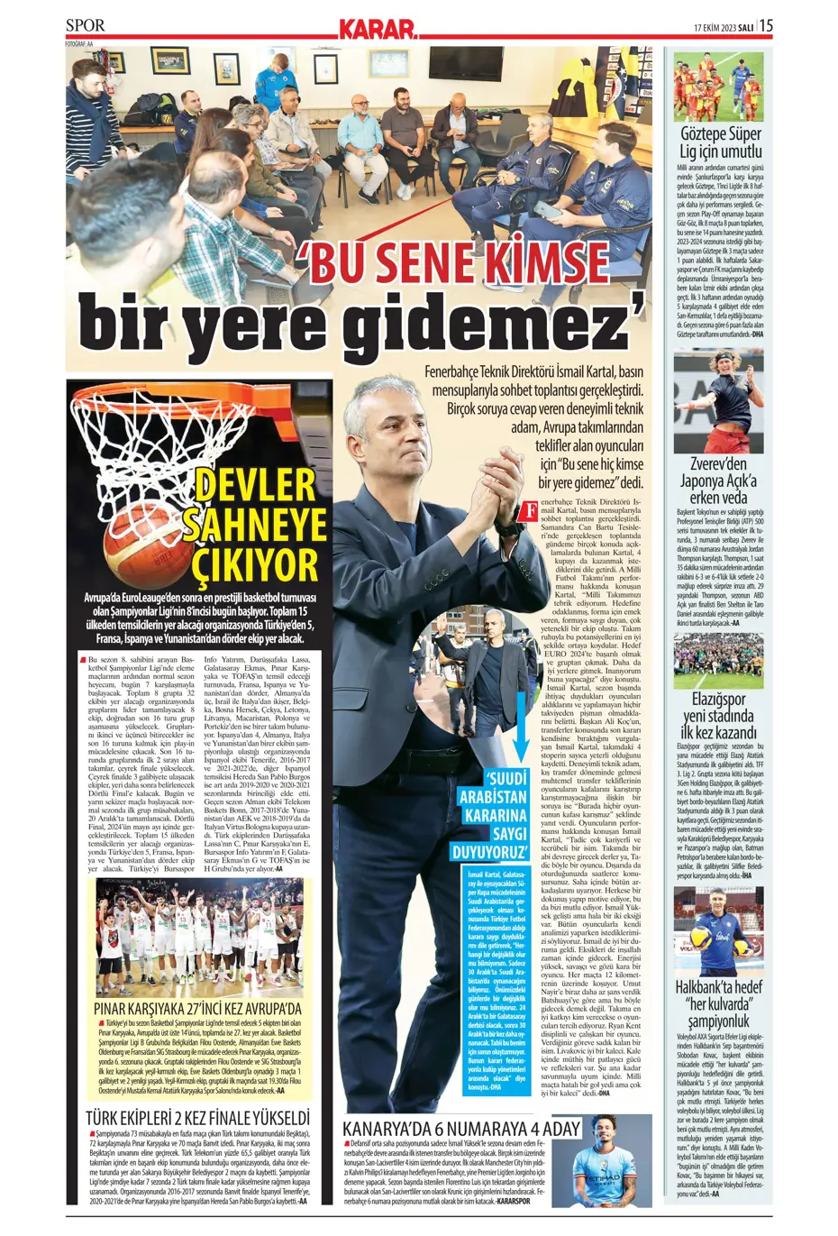 "Türk duvarı Abdülkerim Bardakcı" | Sporun manşetleri (17 Ekim 2023) - 24 "Türk duvarı Abdülkerim Bardakcı" | Sporun manşetleri (17 Ekim 2023) - 24