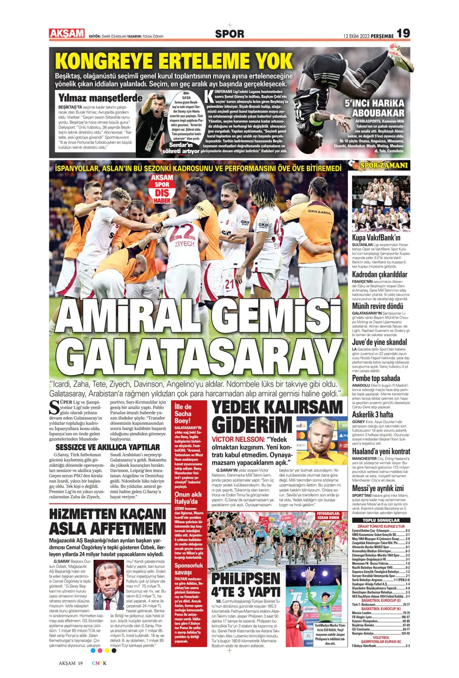 "Amiral gemisi Galatasaray" | Sporun manşetleri (12 Ekim 2023) - 3