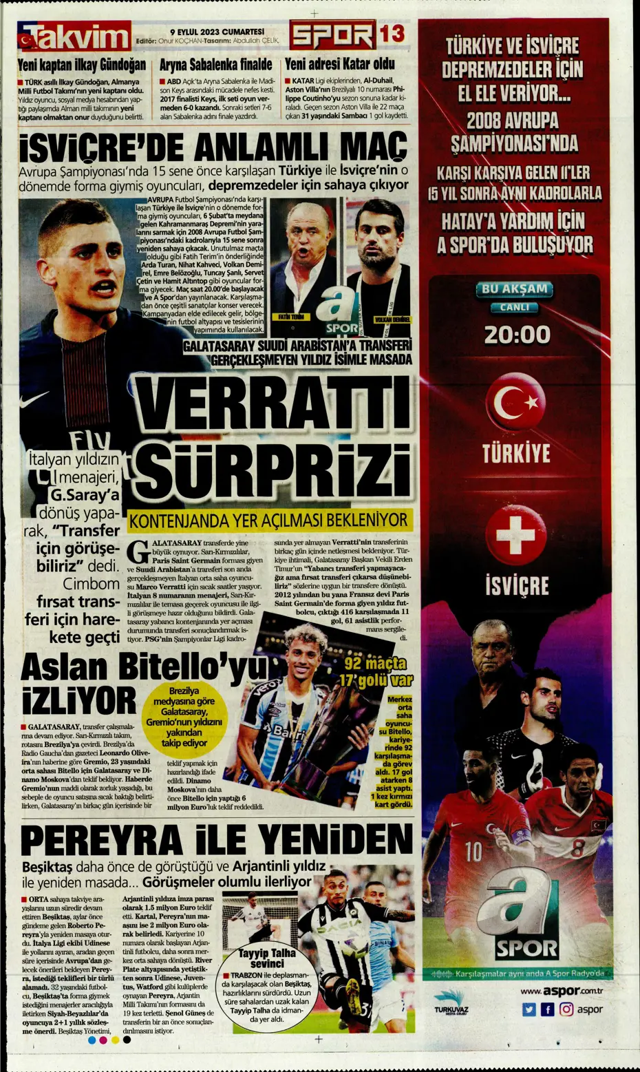 "Kuntz'un eseri" | Sporun manşetleri (9 Eylül 2023) - 33