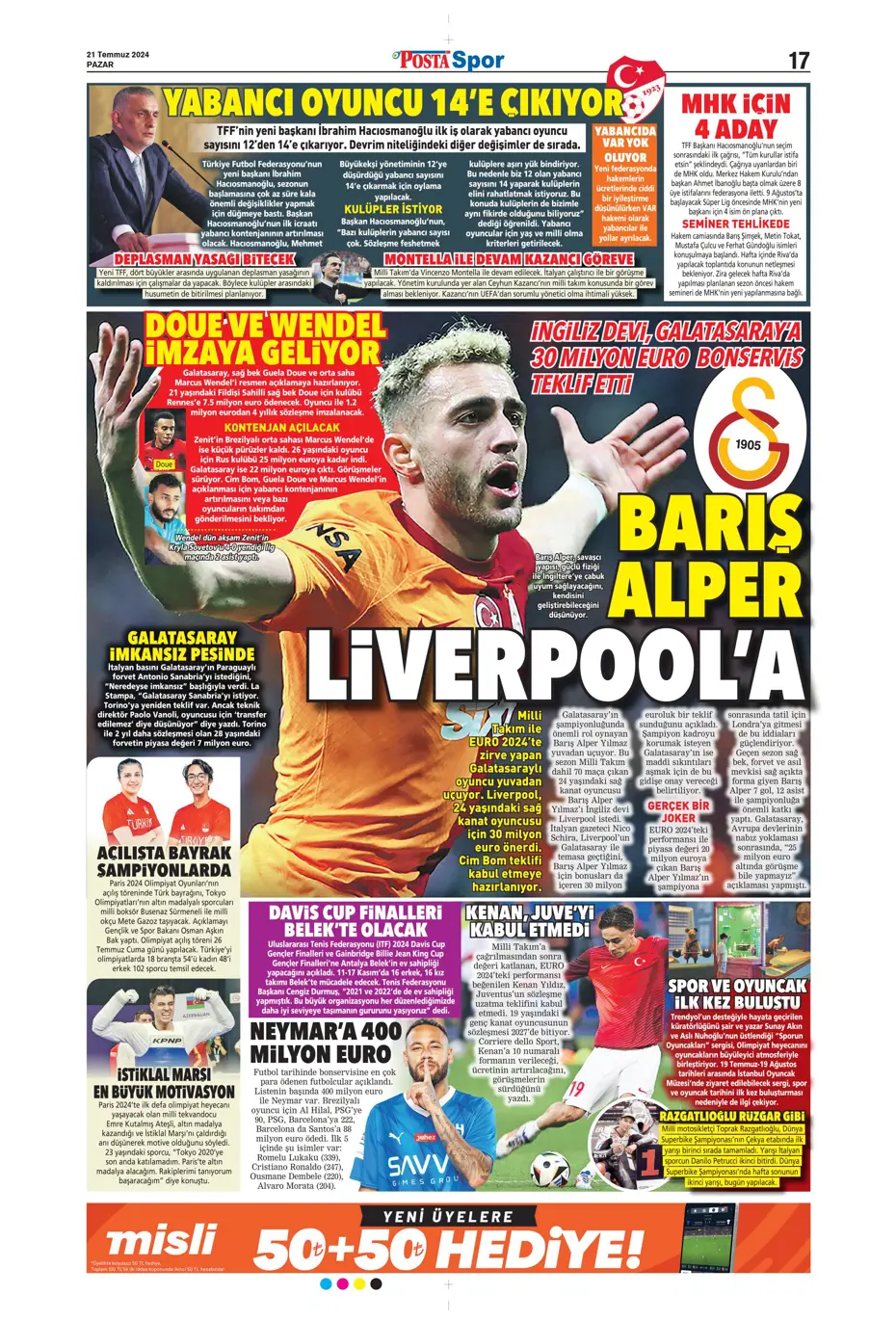"Fenerbahçe'den Berge hamlesi" | Sporun Manşetleri (21 Temmuz 2024) - 27 "Fenerbahçe'den Berge hamlesi" | Sporun Manşetleri (21 Temmuz 2024) - 27