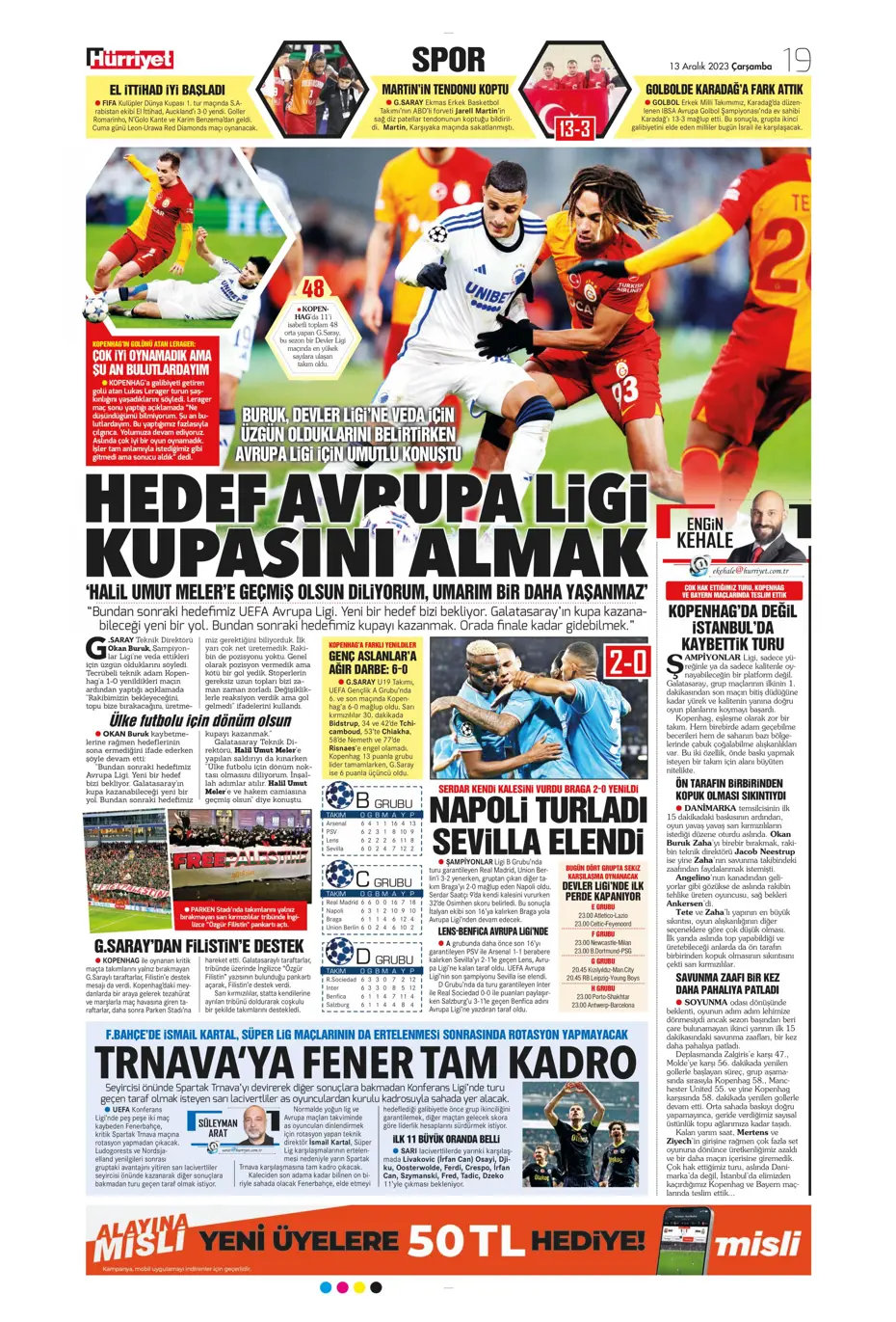 "Aslan'ın yeni yeri Avrupa Ligi" | Sporun manşetleri (13 Aralık 2023) - 17