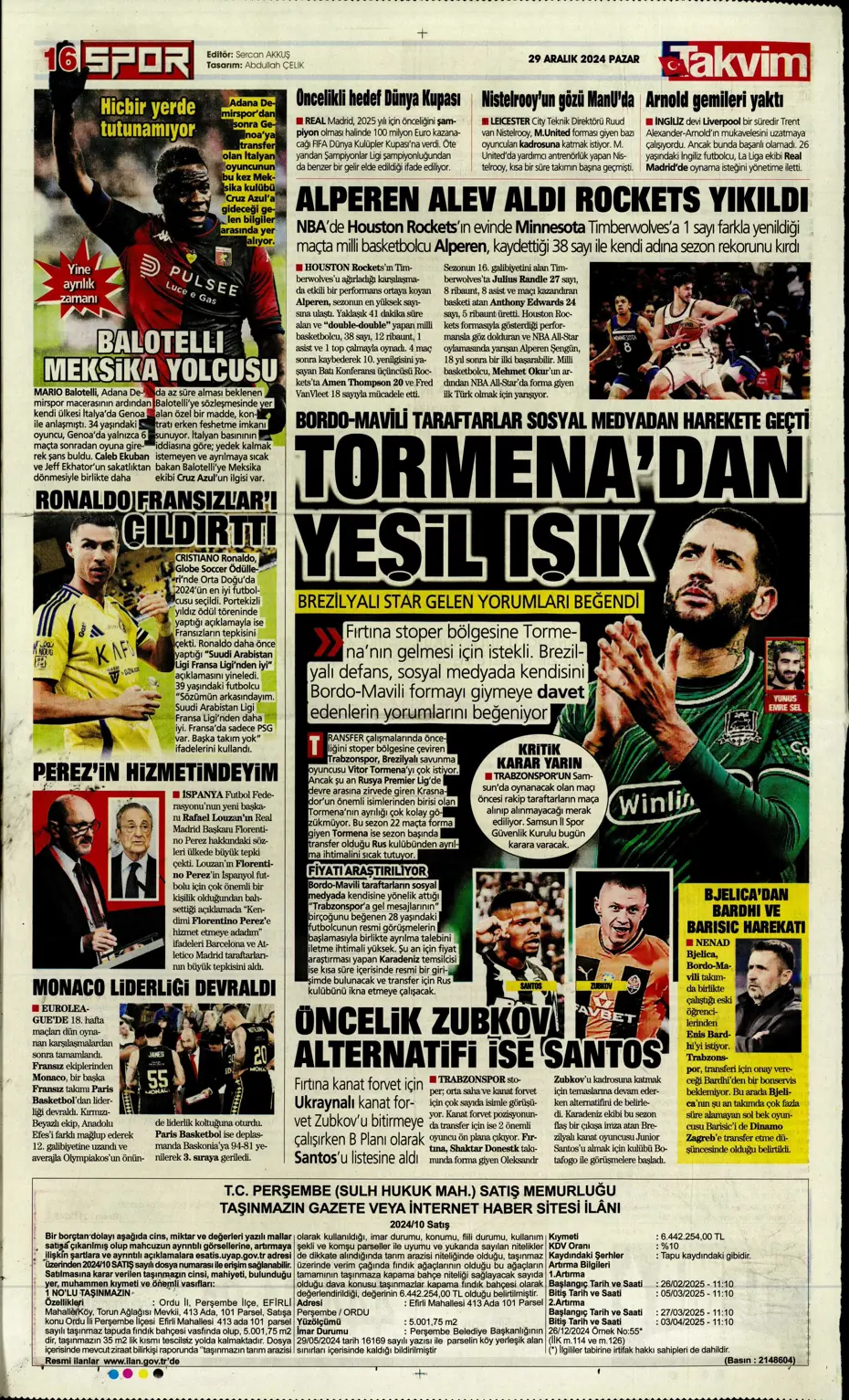 "Mikautadze'de sona doğru" | Sporun manşetleri (29 Aralık 2024) - 34