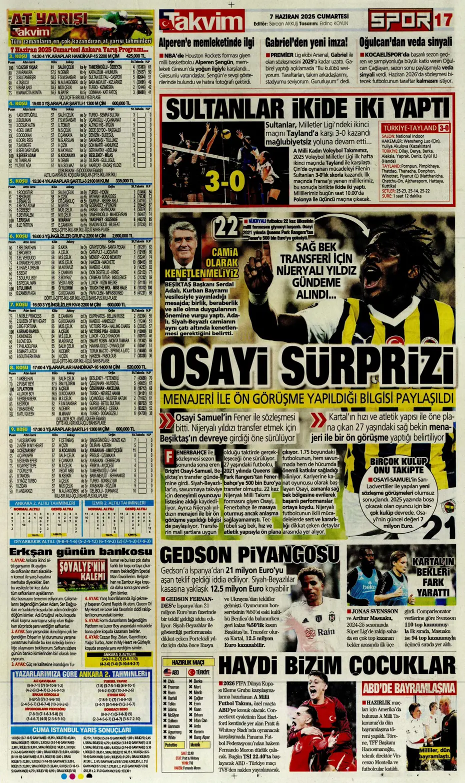 "Osayi, Beşiktaş'a doğru" | Sporun manşetleri (7 Haziran 2025) - 30
