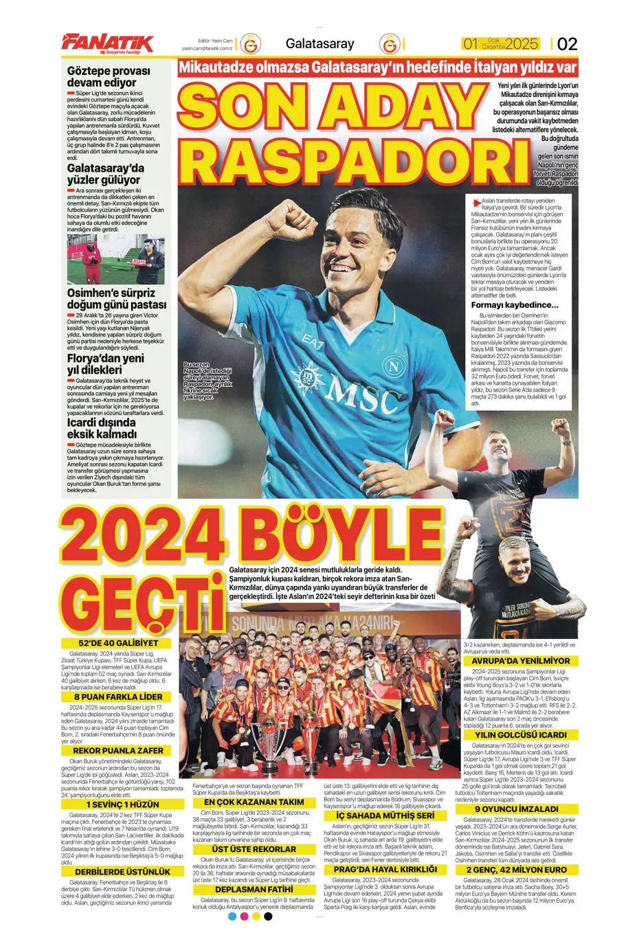 "Sergen Yalçın ve ekibi cumartesi başlıyor" | Sporun manşetleri (1 Ocak 2025) - 2