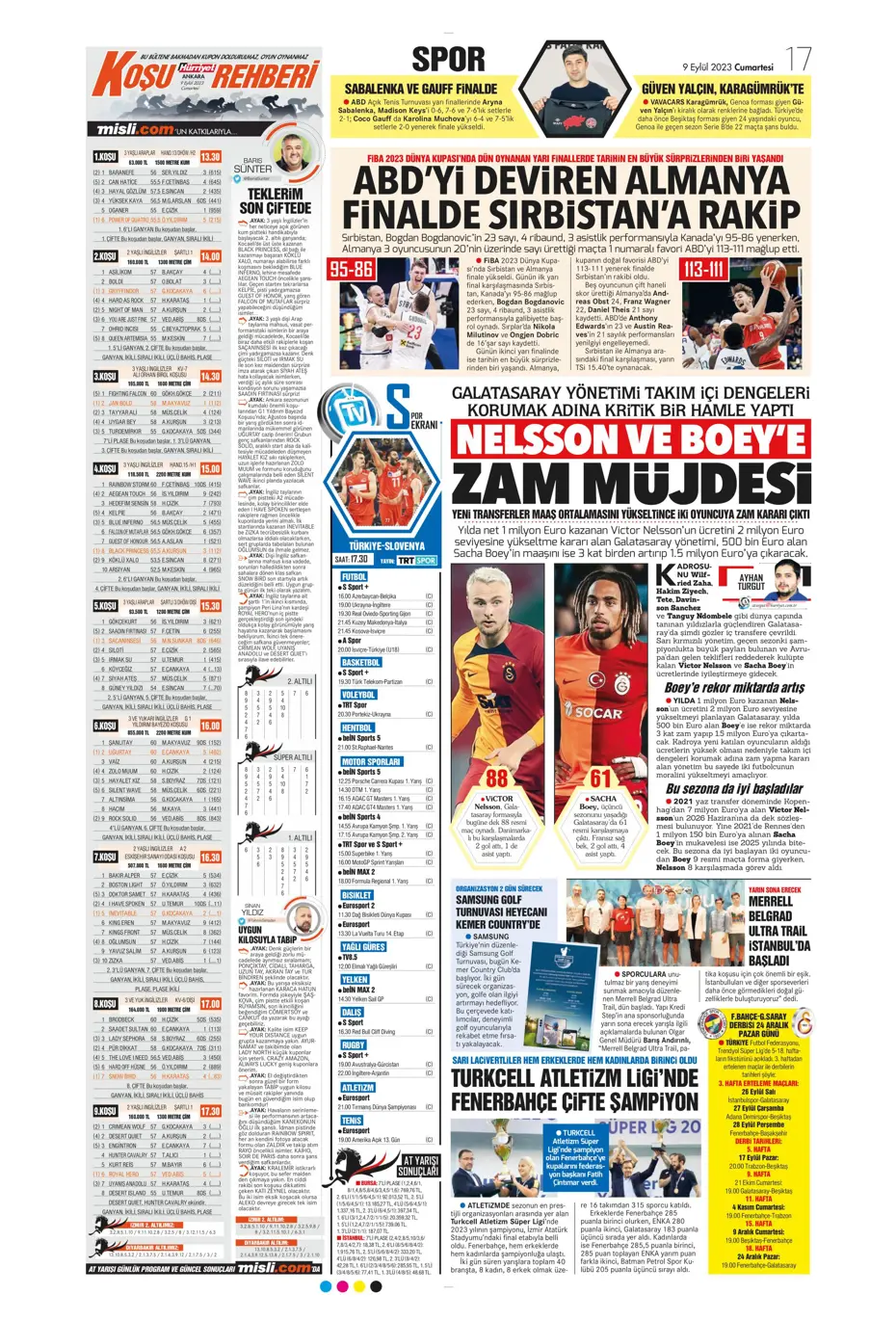 "Kuntz'un eseri" | Sporun manşetleri (9 Eylül 2023) - 22