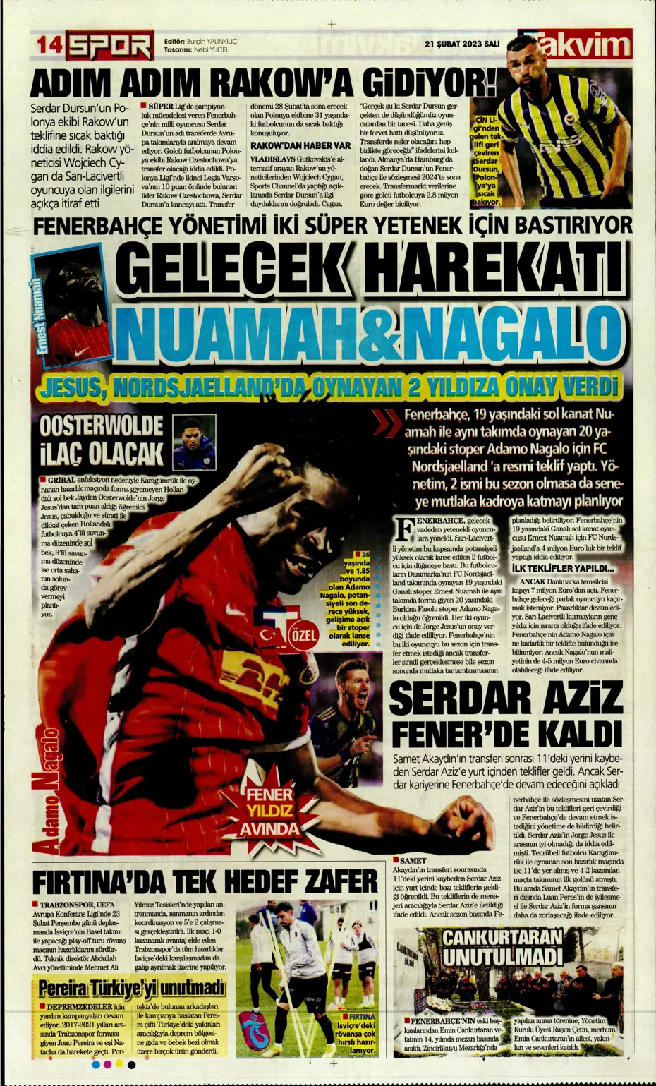 "Fener düğmeye bastı" - Gazete manşetleri (21 Şubat 2023) - 25
