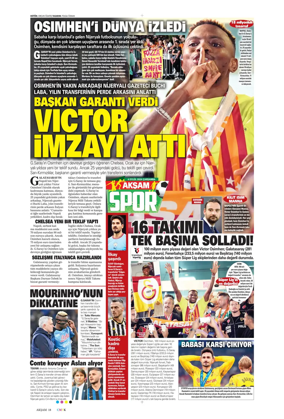 "Dünya Osimhen'i konuşuyor" | Sporun manşetleri (4 Eylül 2024) - 2