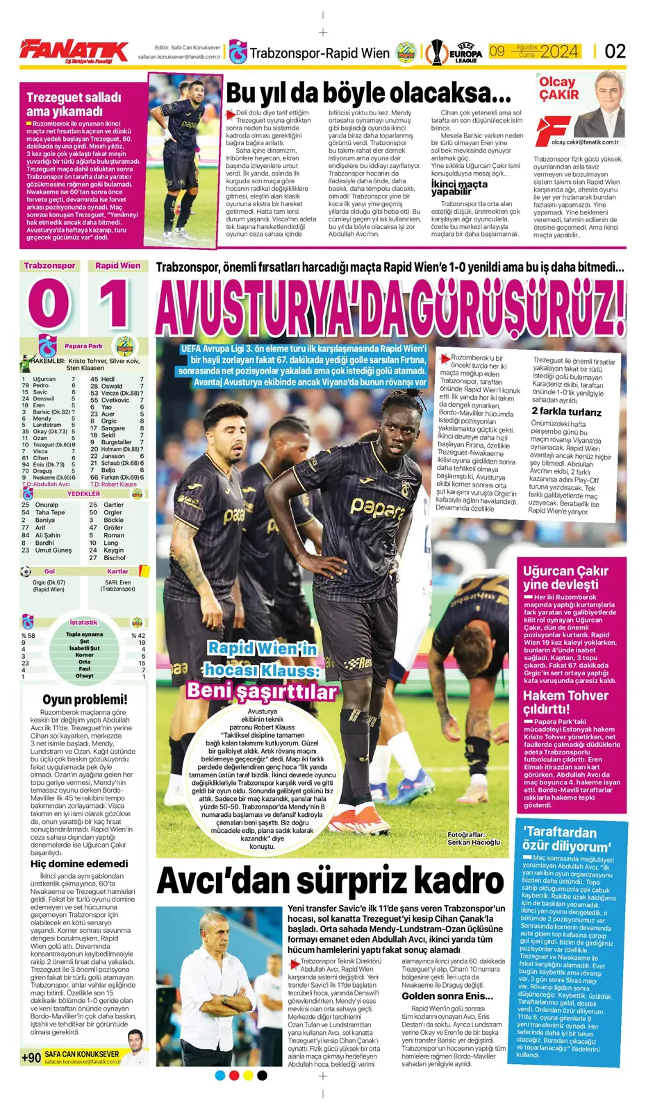 "Sahne şampiyonun" | Sporun manşetleri (9 Ağustos 2024) - 3