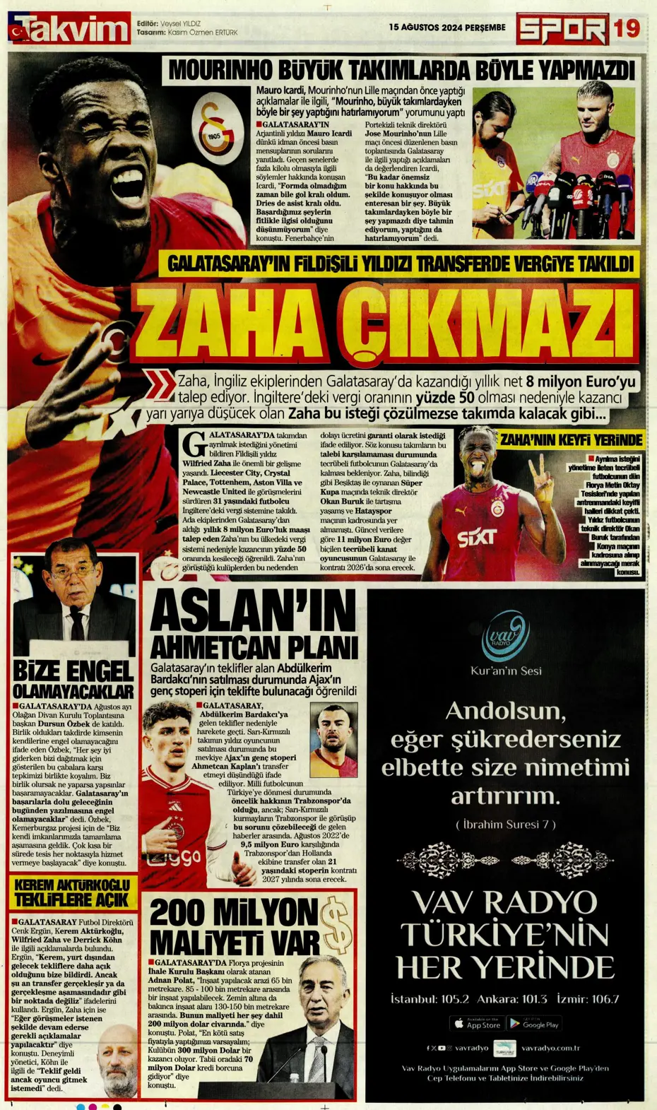 "Muci'yle yol ayrımı" | Sporun manşetleri (15 Ağustos 2024) - 33
