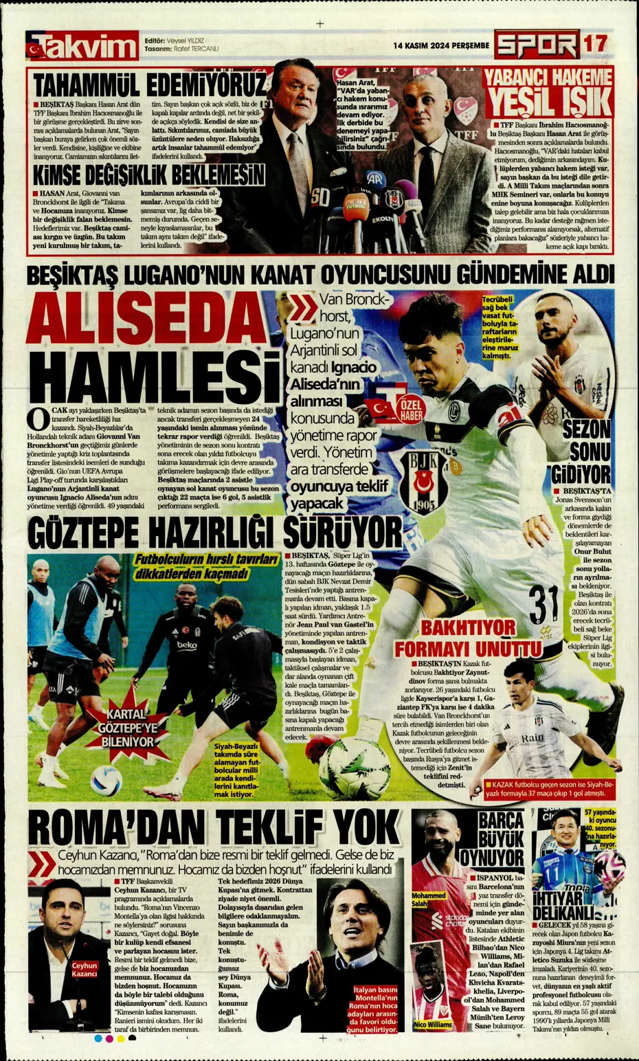 "Talisca'dan yeşil ışık" | Sporun manşetleri (14 Kasım 2024) - 30